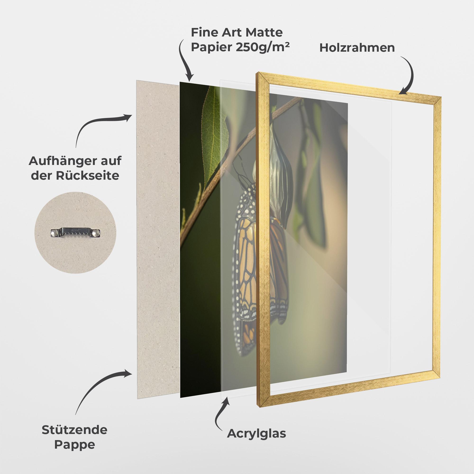 Gerahmte Poster Yellow Black Butterfly mockup 1