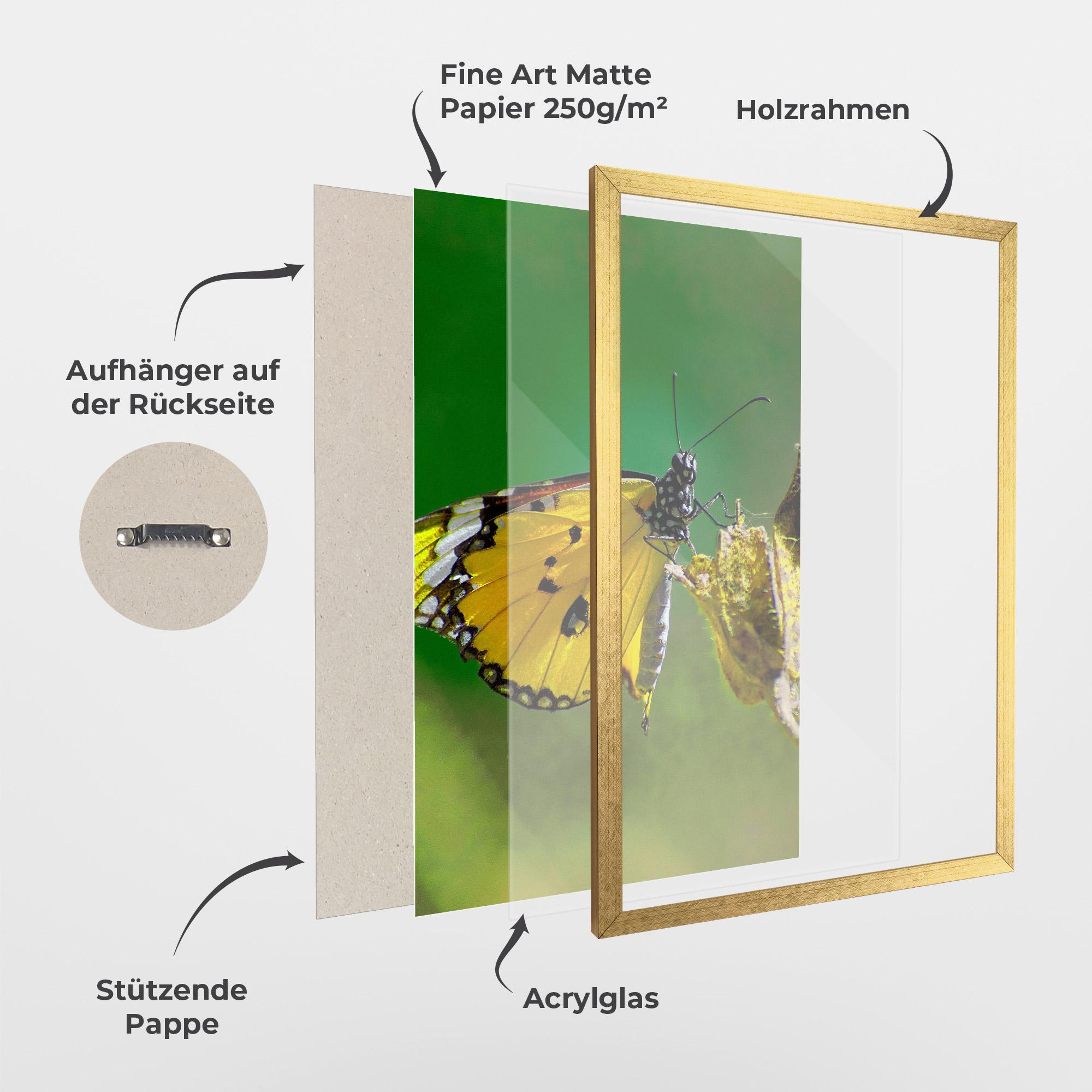 Gerahmte Poster Yellow White Butterfly mockup 1