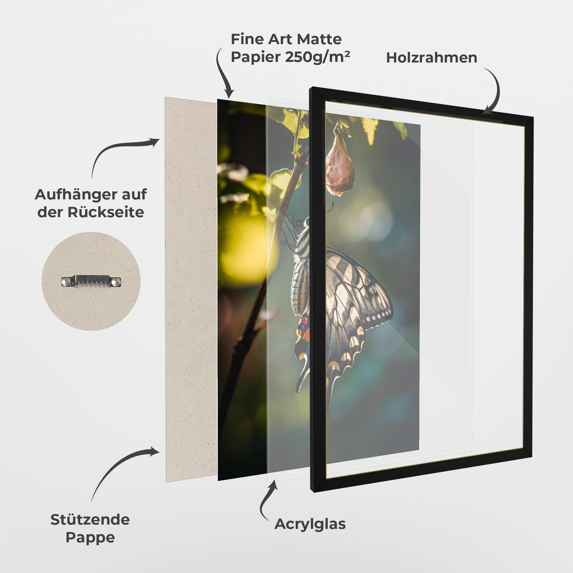 Gerahmte Poster Blue Cream Butterfly mockup 1