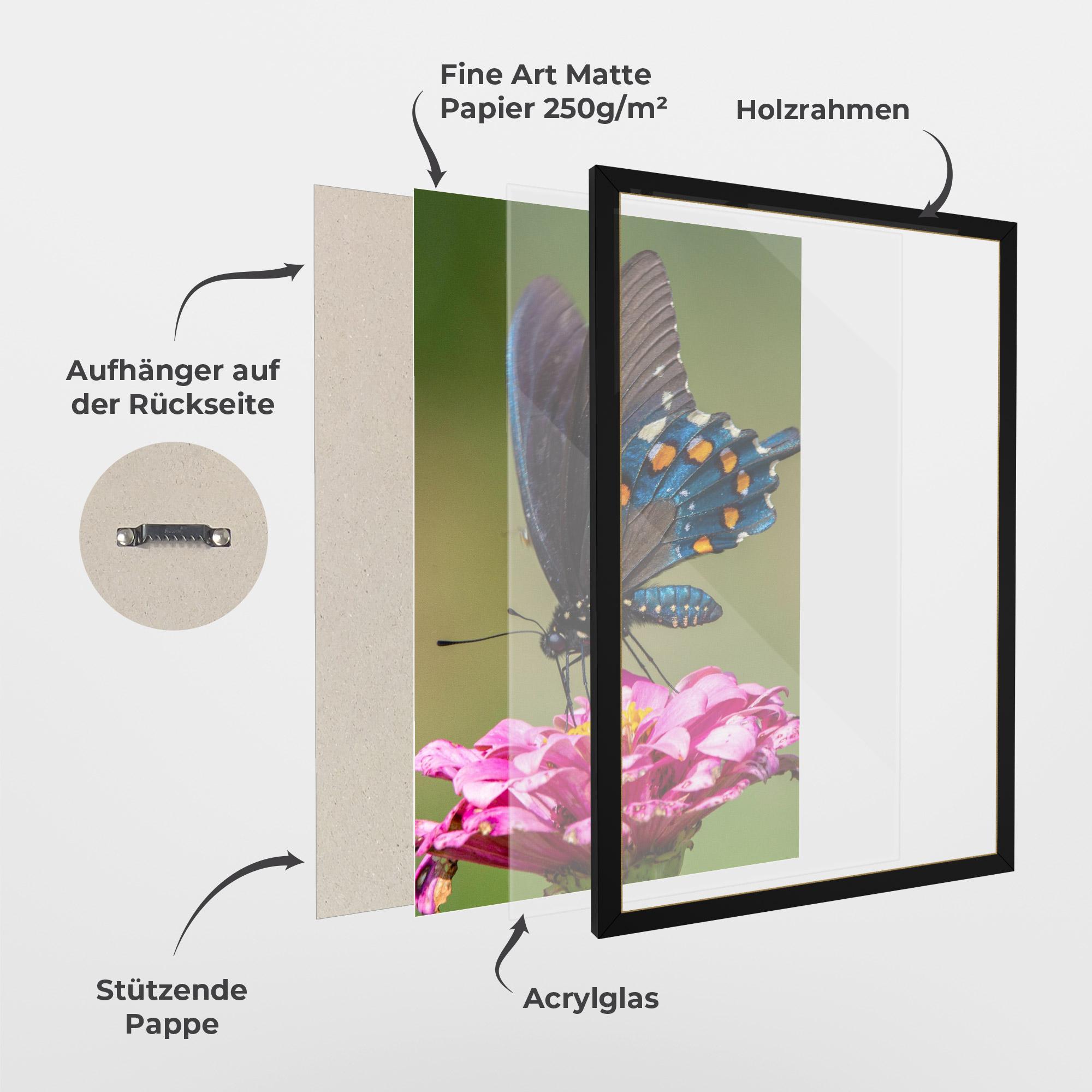 Gerahmte Poster Blue Grey Butterfly mockup 1