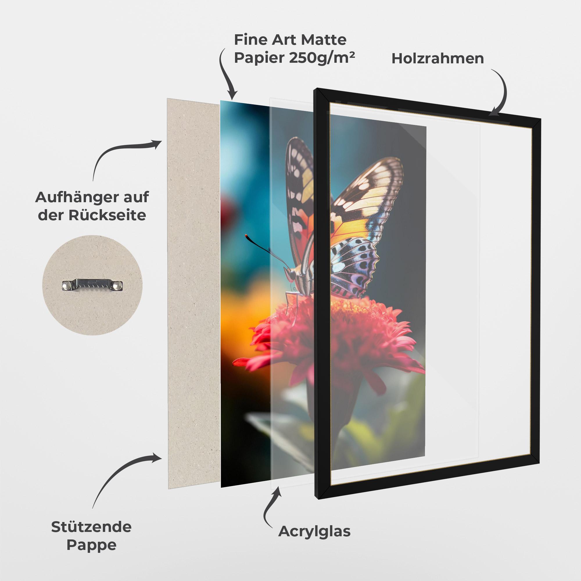 Gerahmte Poster Blue Yellow Butterfly mockup 1