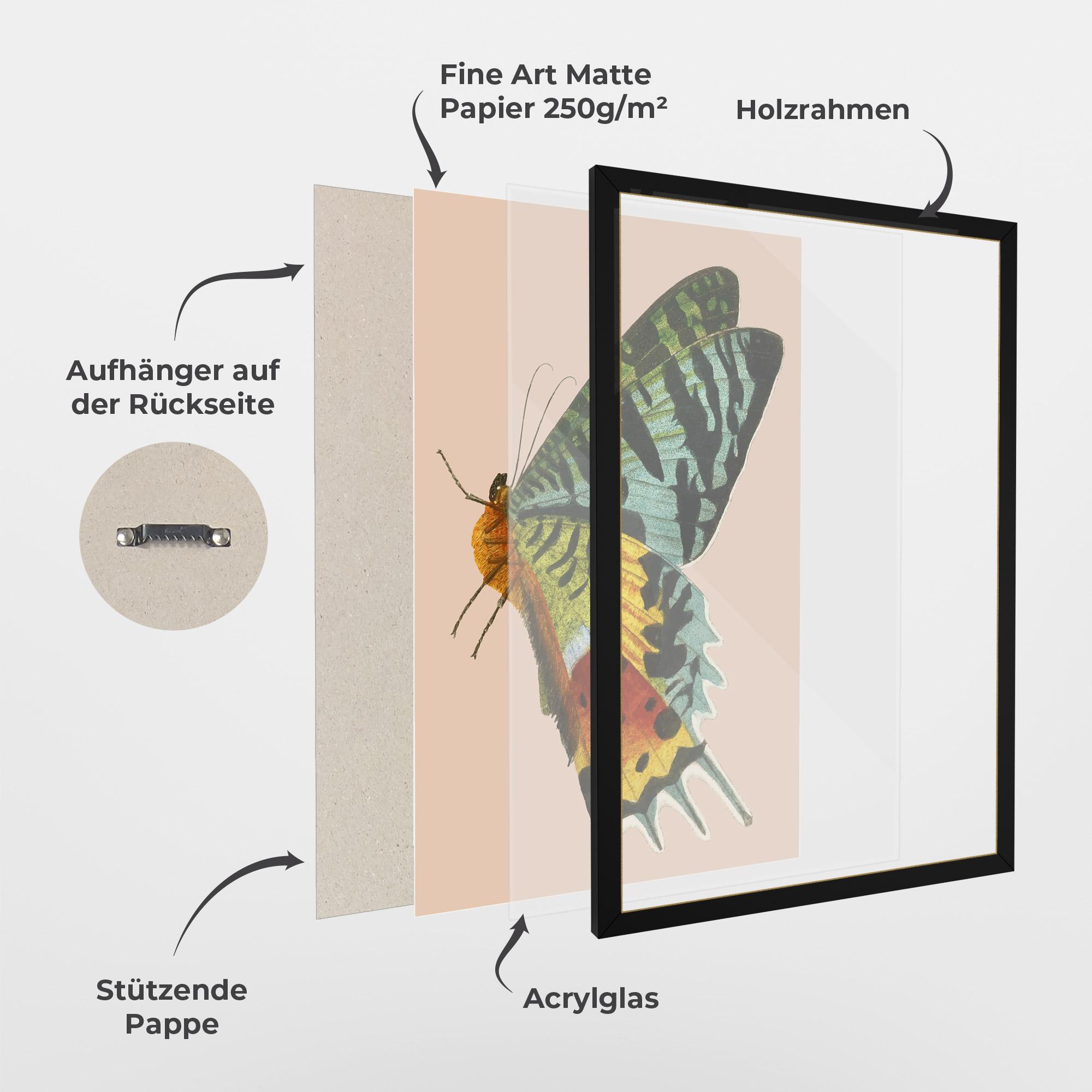 Gerahmte Poster Butterfly On Pink mockup 1