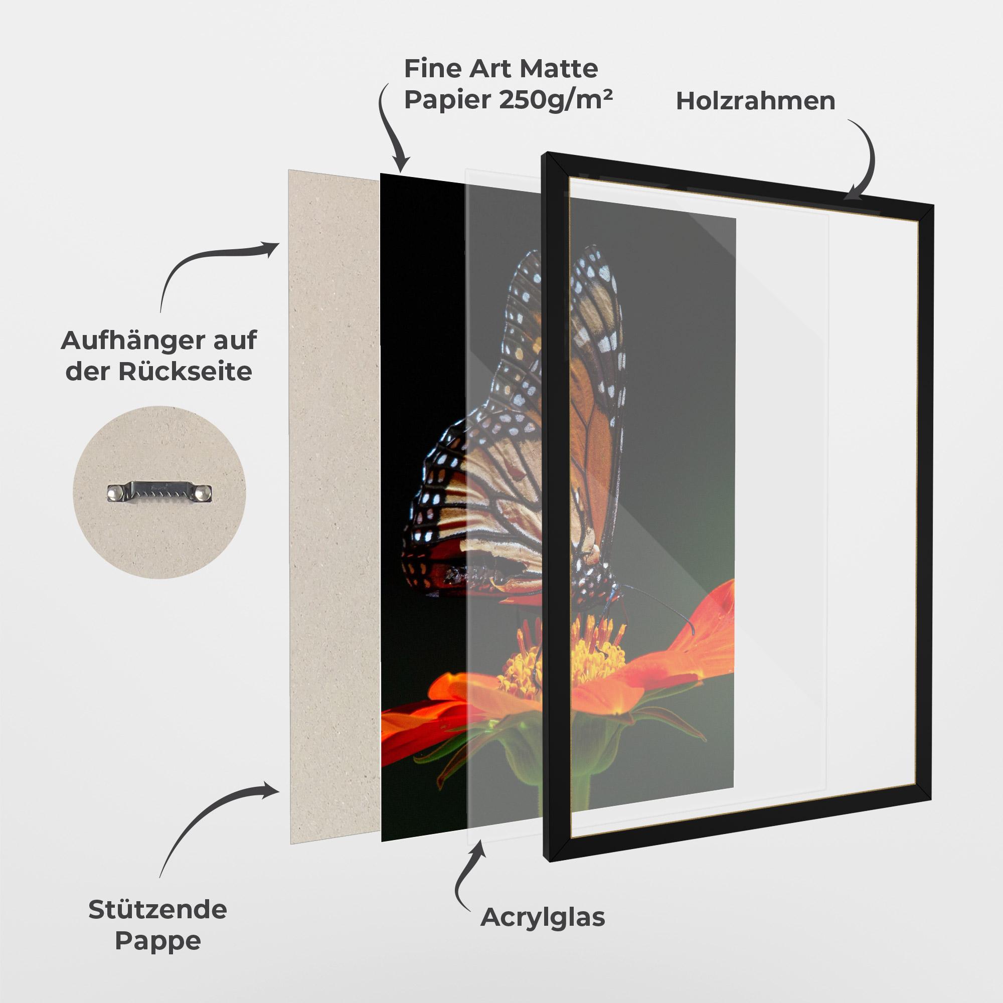 Gerahmte Poster Dark Orange Butterfy mockup 1