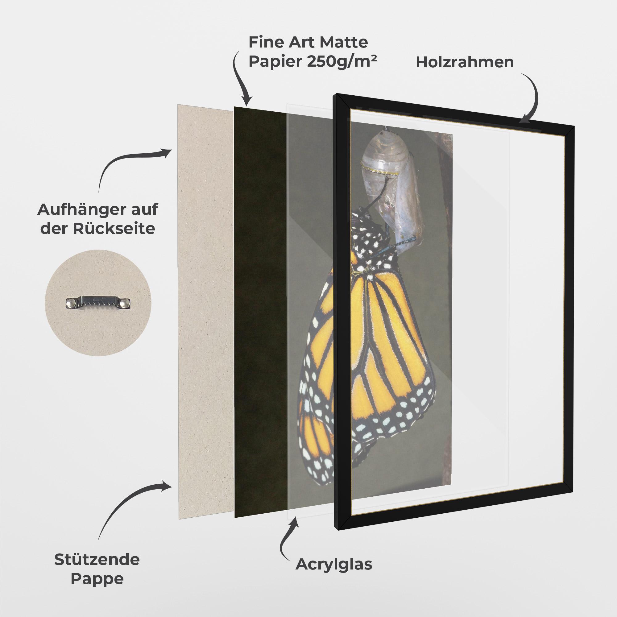 Gerahmte Poster Dark Yellow Butterfly mockup 1