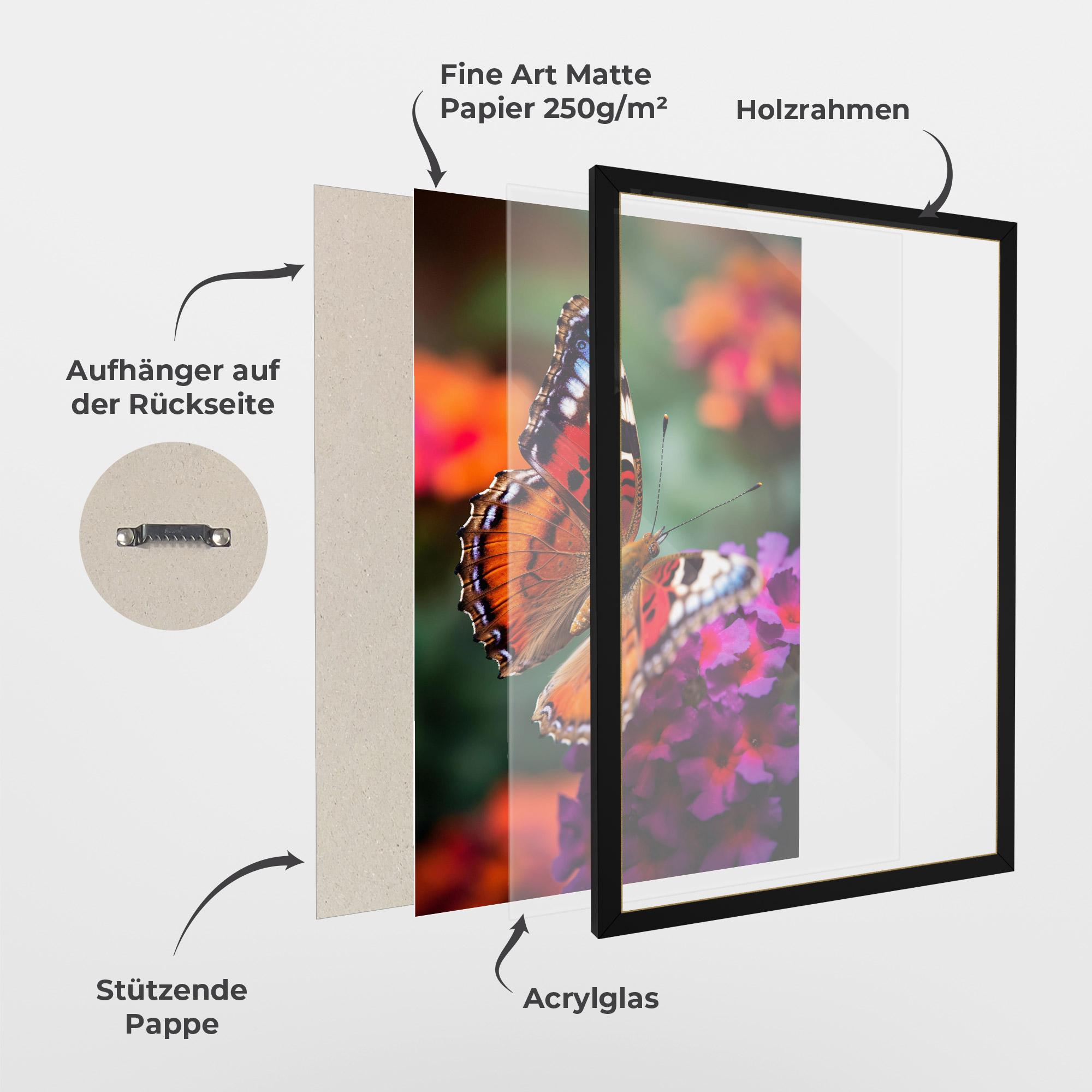 Gerahmte Poster Red Blue Butterfly mockup 1