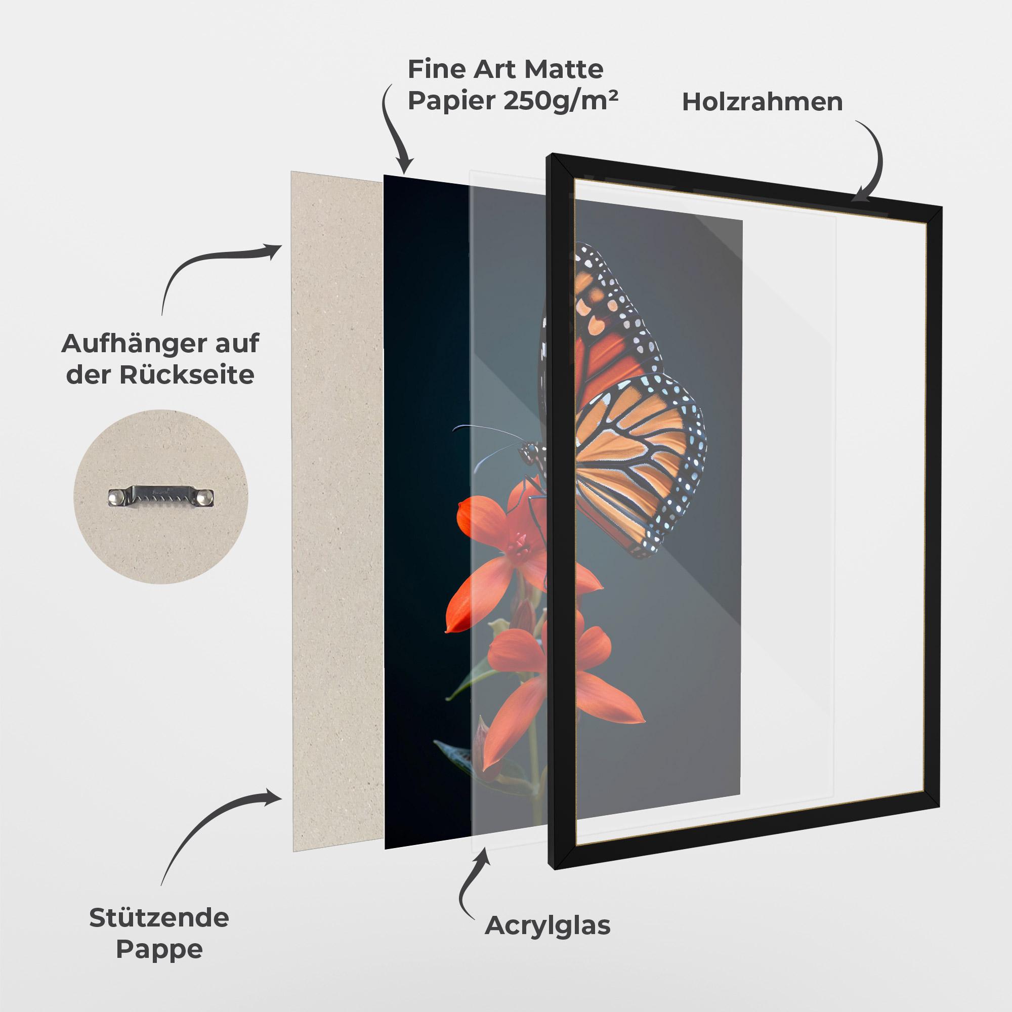 Gerahmte Poster Red Flower Butterfly mockup 1