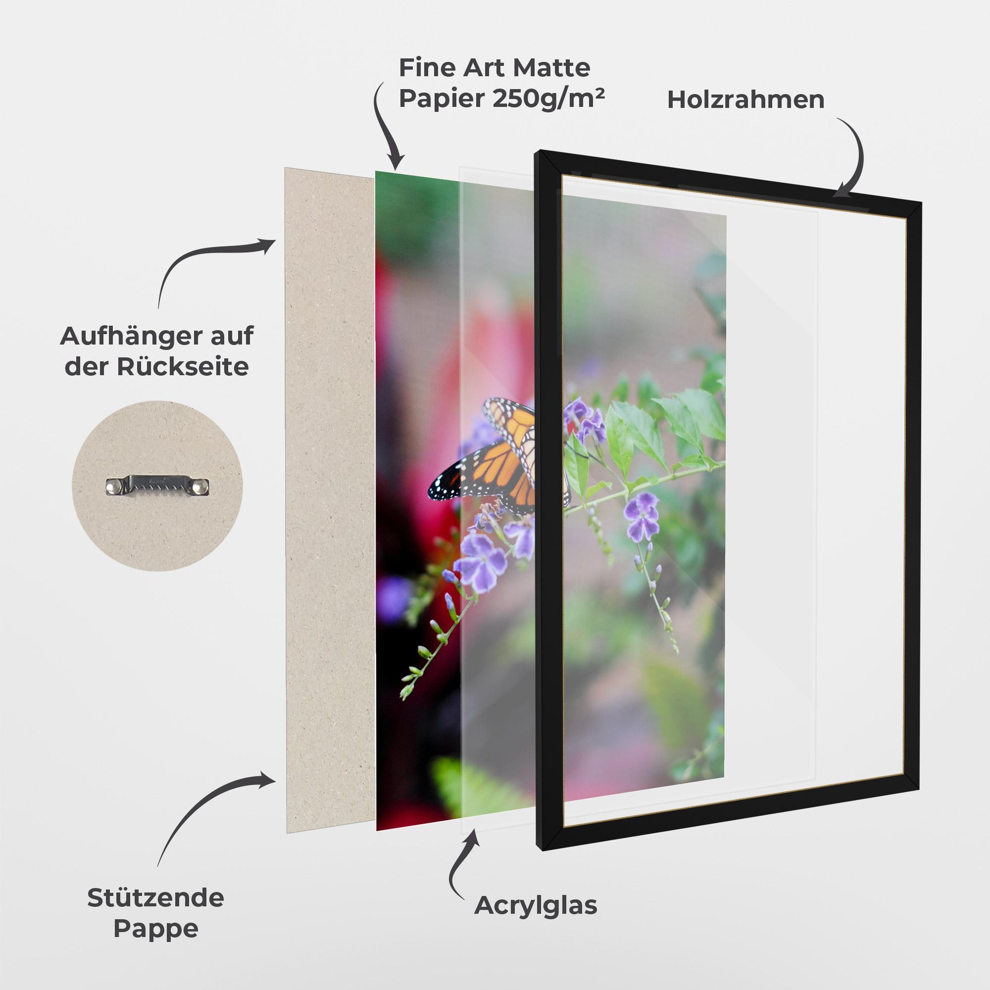 Gerahmte Poster Strong Orange Butterfly mockup 1