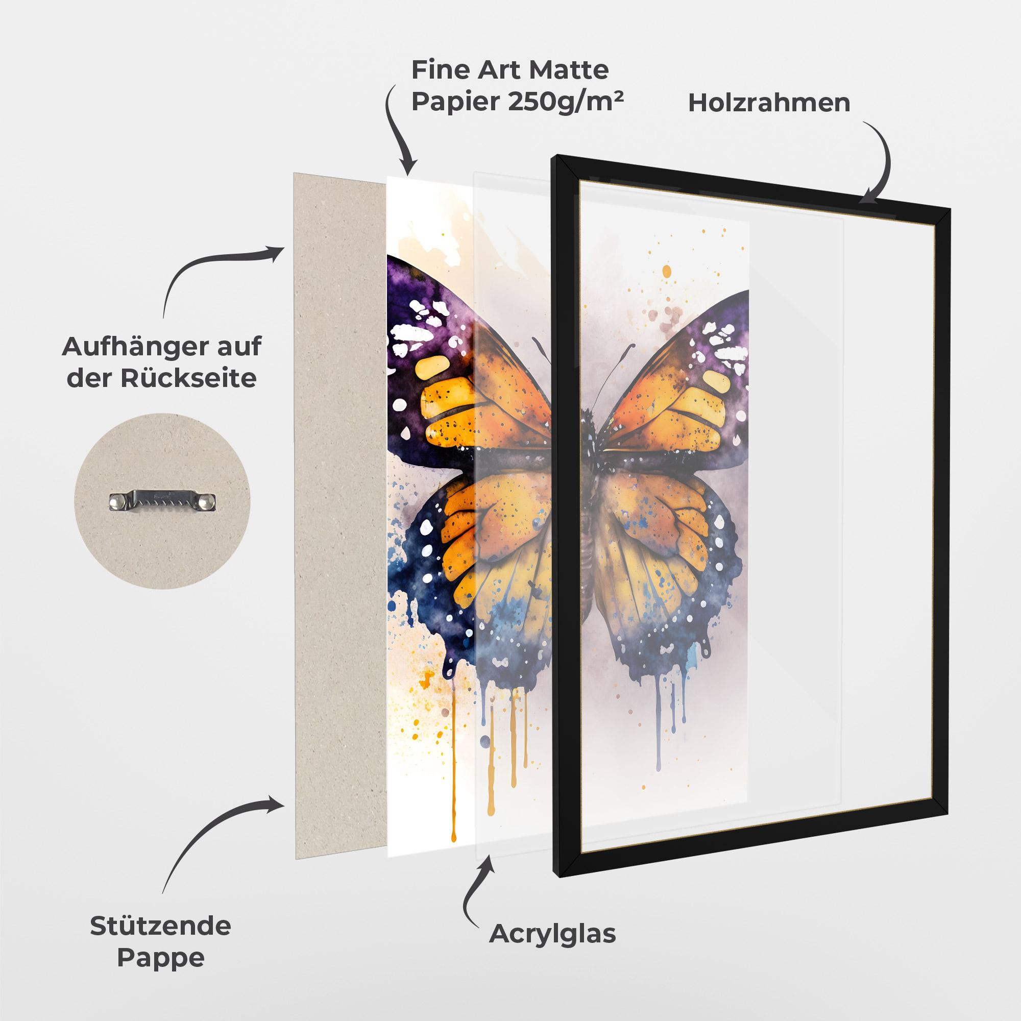 Gerahmte Poster Watercolor Butterfly mockup 1