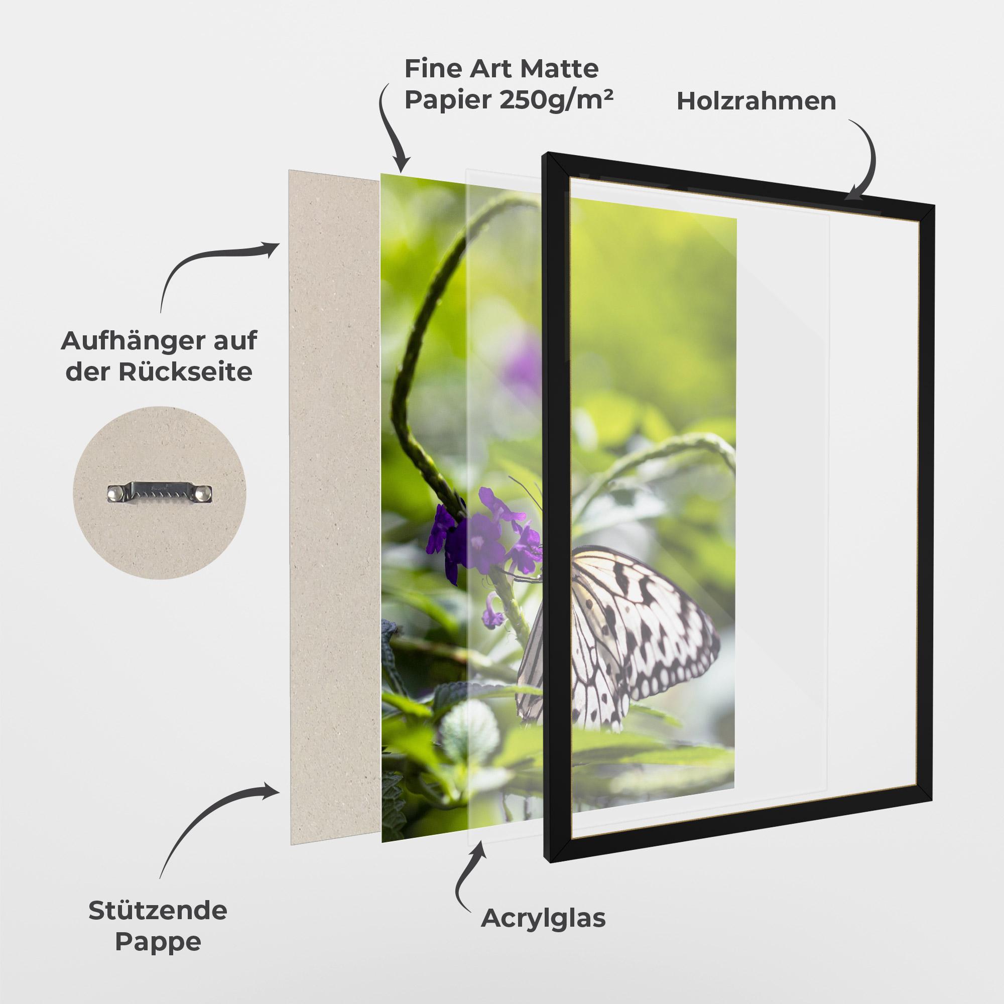 Gerahmte Poster White Black Butterfly mockup 1