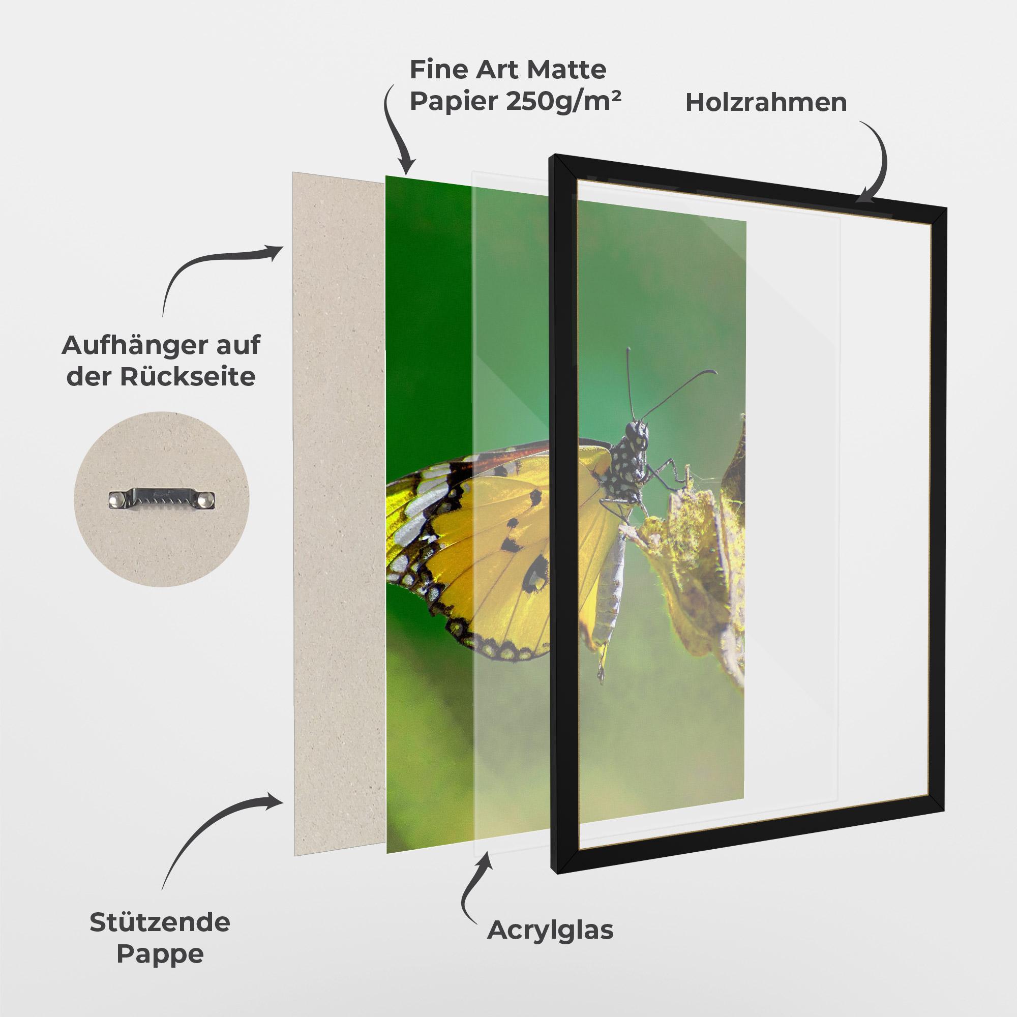 Gerahmte Poster Yellow White Butterfly mockup 1