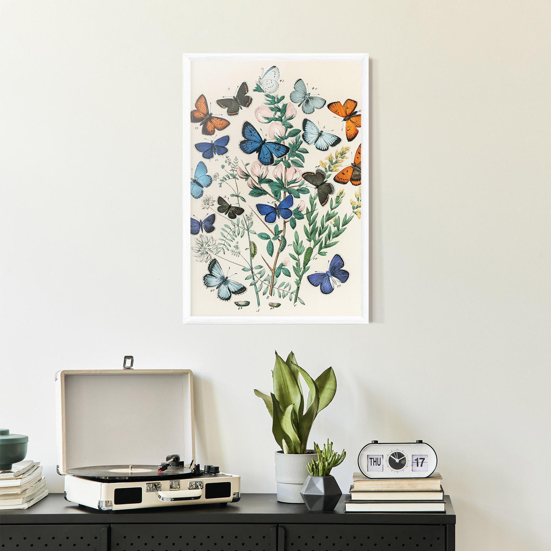 Gerahmte Poster Blue Orange Butterflies mockup 2
