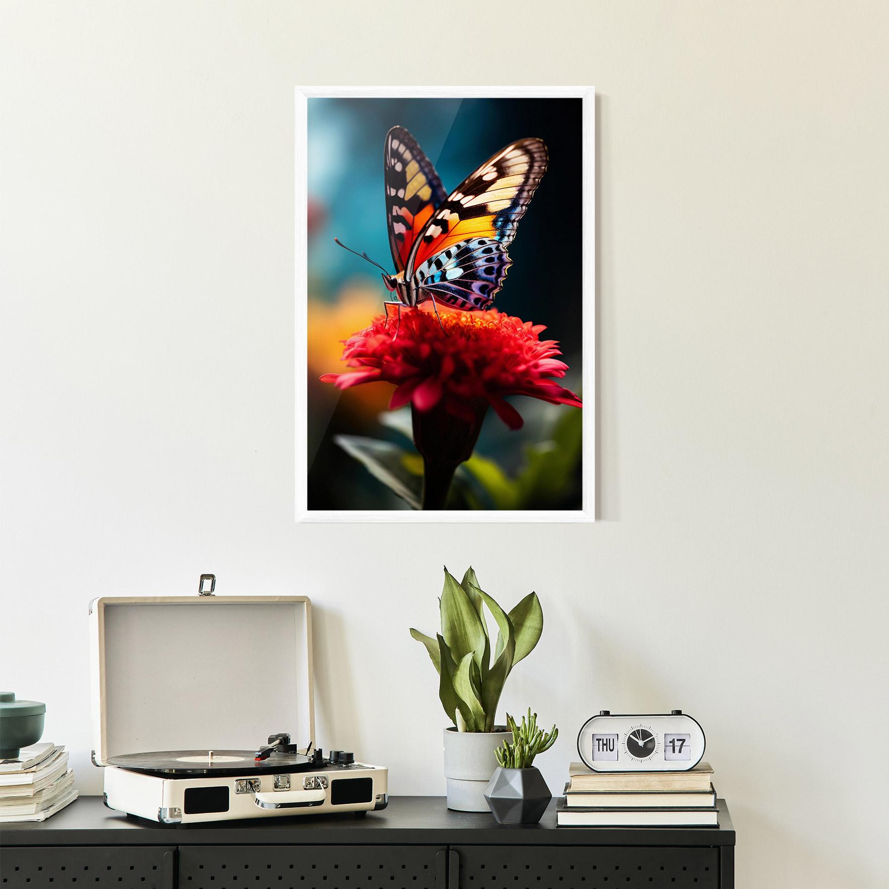 Gerahmte Poster Blue Yellow Butterfly mockup 2