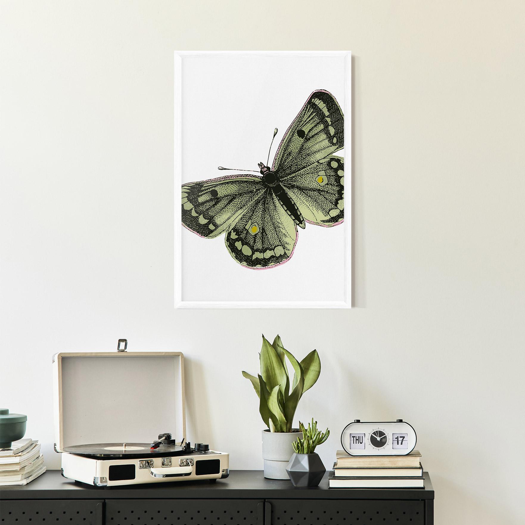 Gerahmte Poster Grey Yellow Butterfly mockup 2