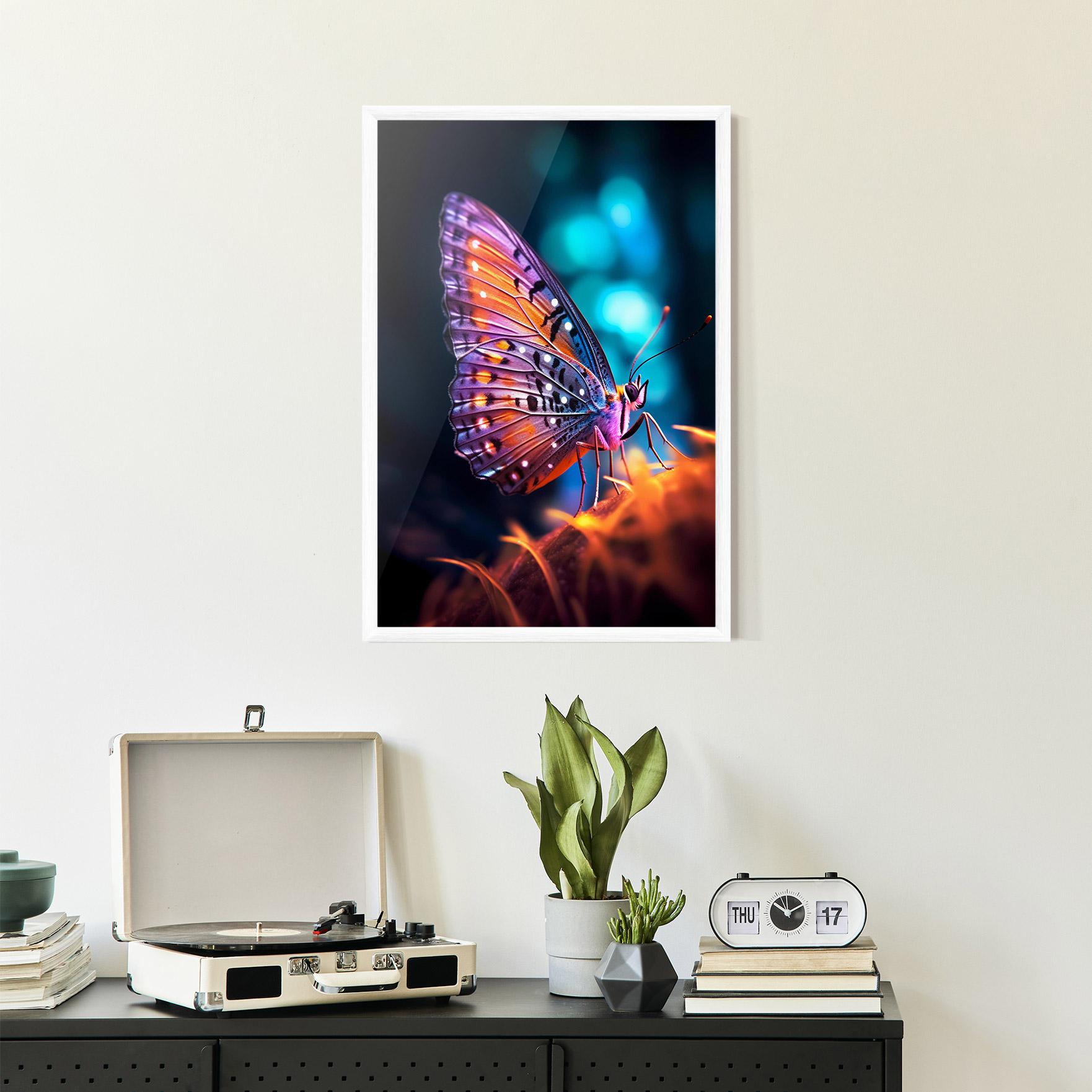 Gerahmte Poster Purple Orange Butterfly mockup 2