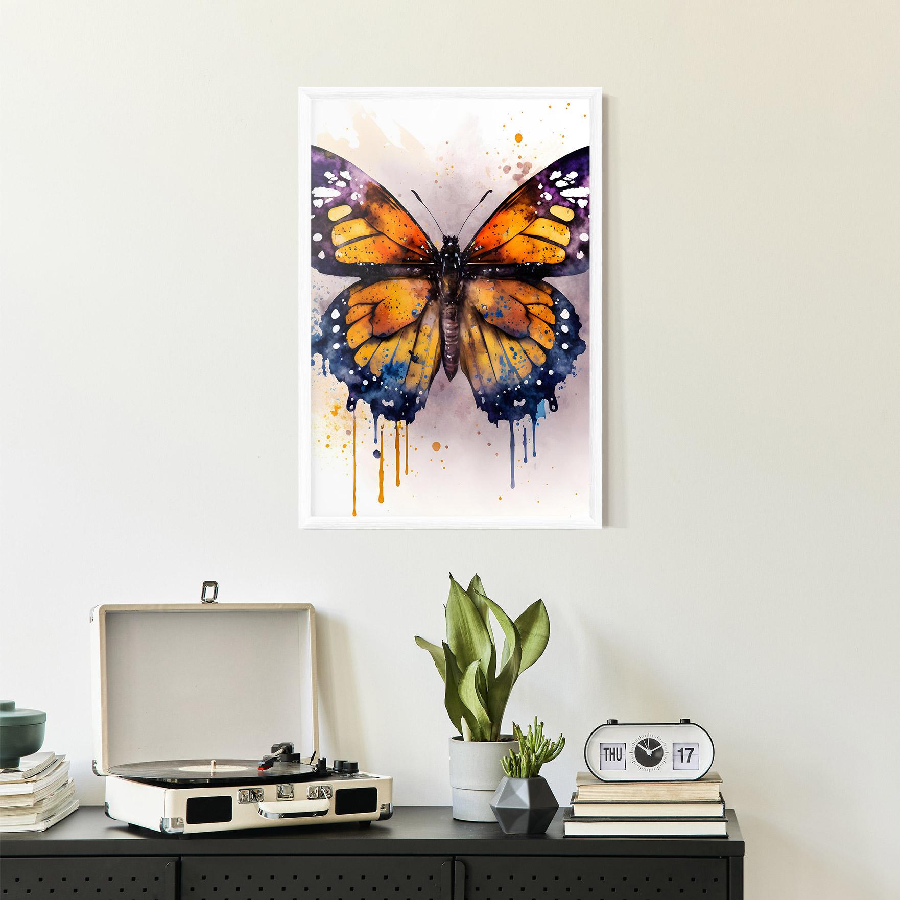 Gerahmte Poster Watercolor Butterfly mockup 2