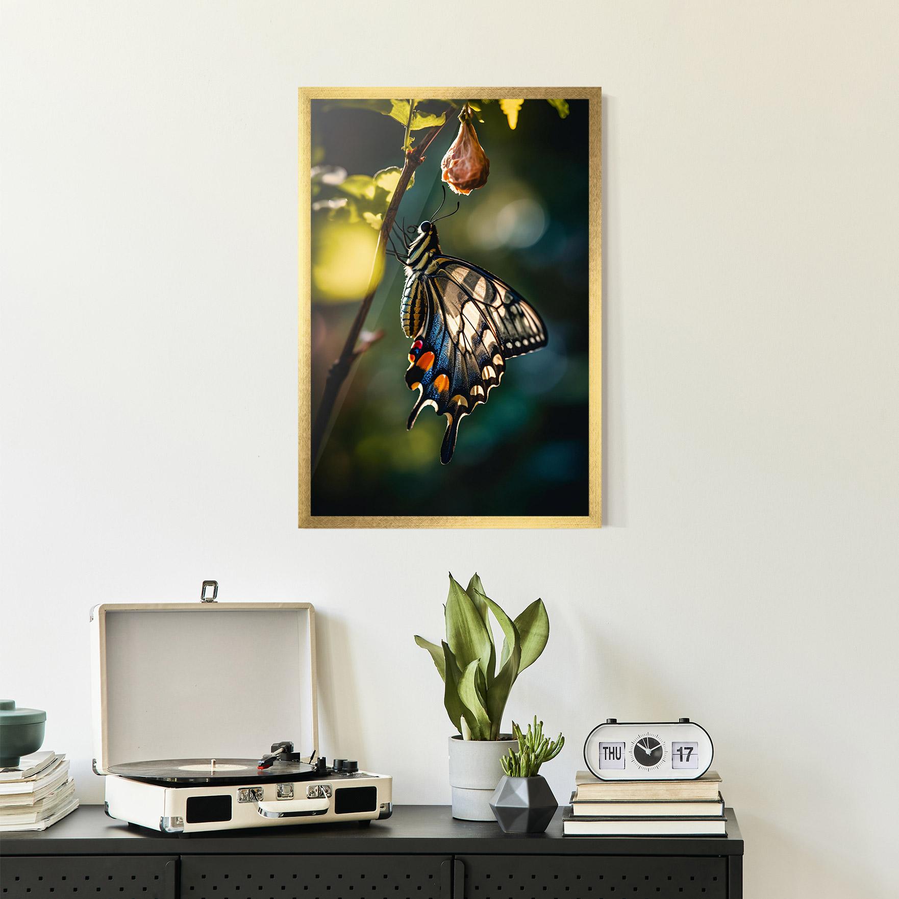 Gerahmte Poster Blue Cream Butterfly mockup 2