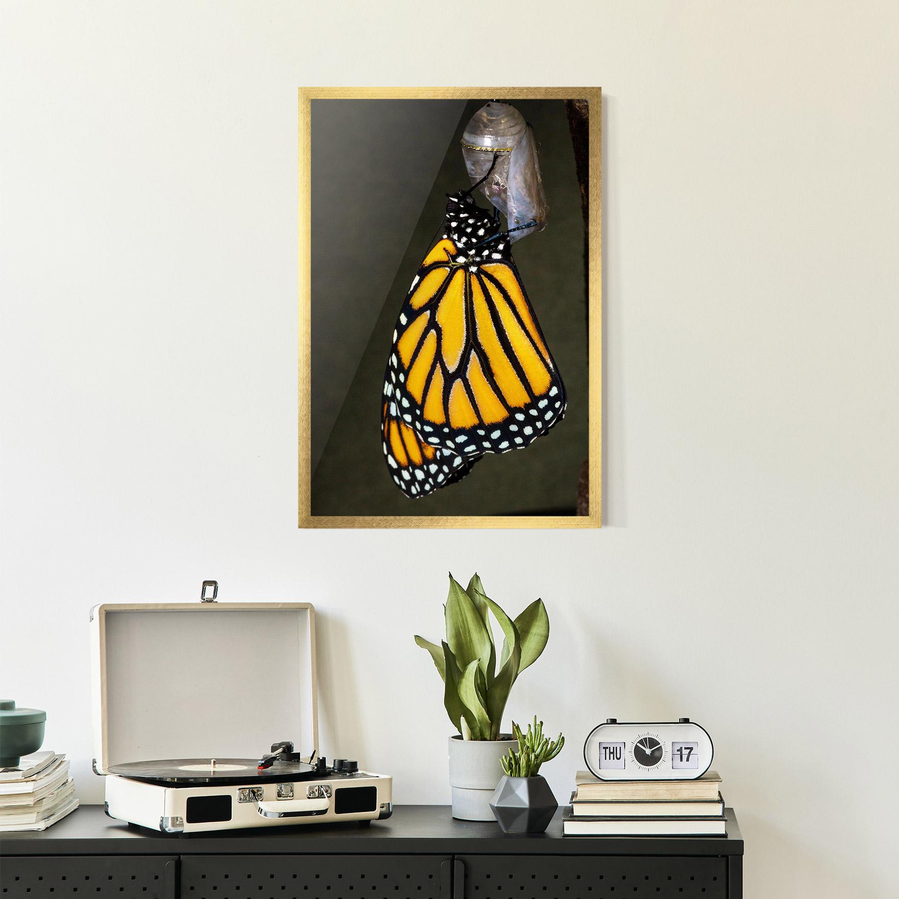 Gerahmte Poster Dark Yellow Butterfly mockup 2