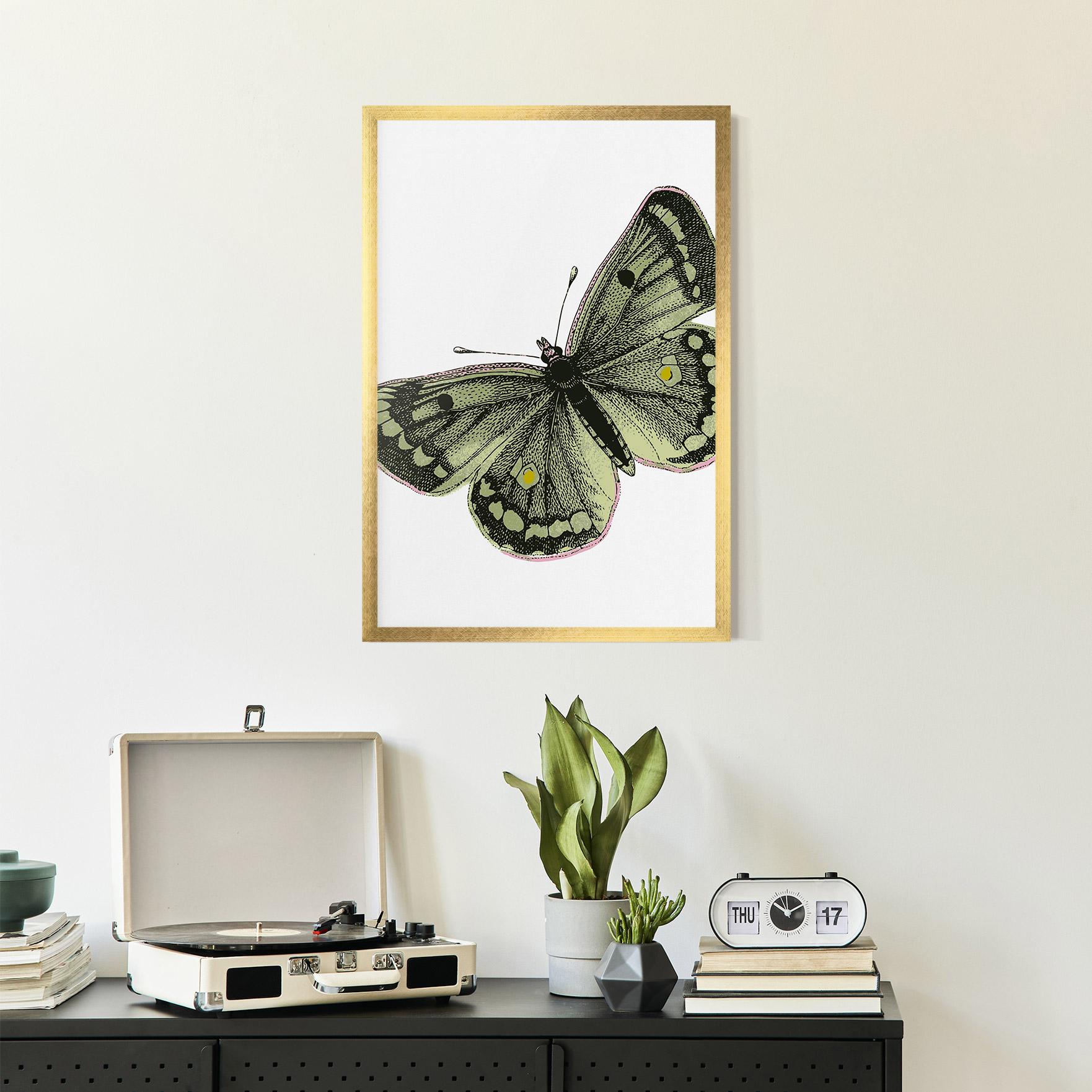 Gerahmte Poster Grey Yellow Butterfly mockup 2