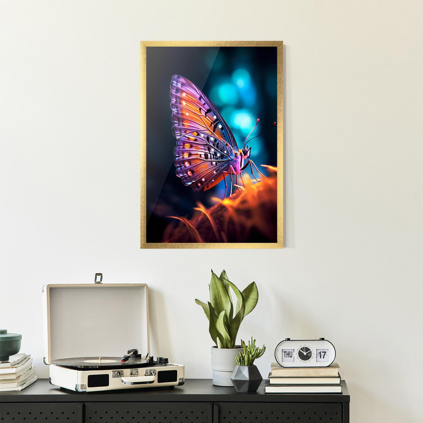 Gerahmte Poster Purple Orange Butterfly mockup 2