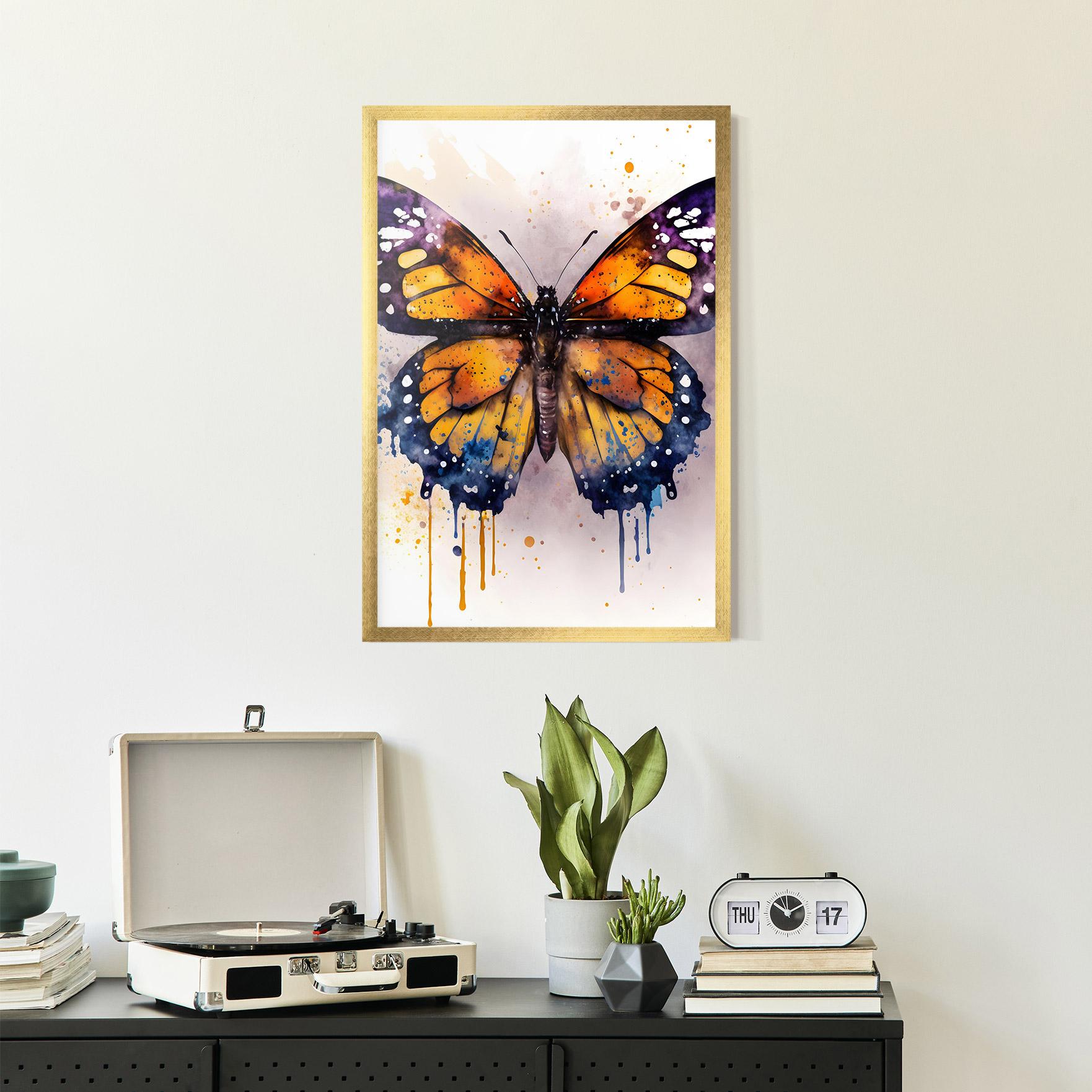 Gerahmte Poster Watercolor Butterfly mockup 2