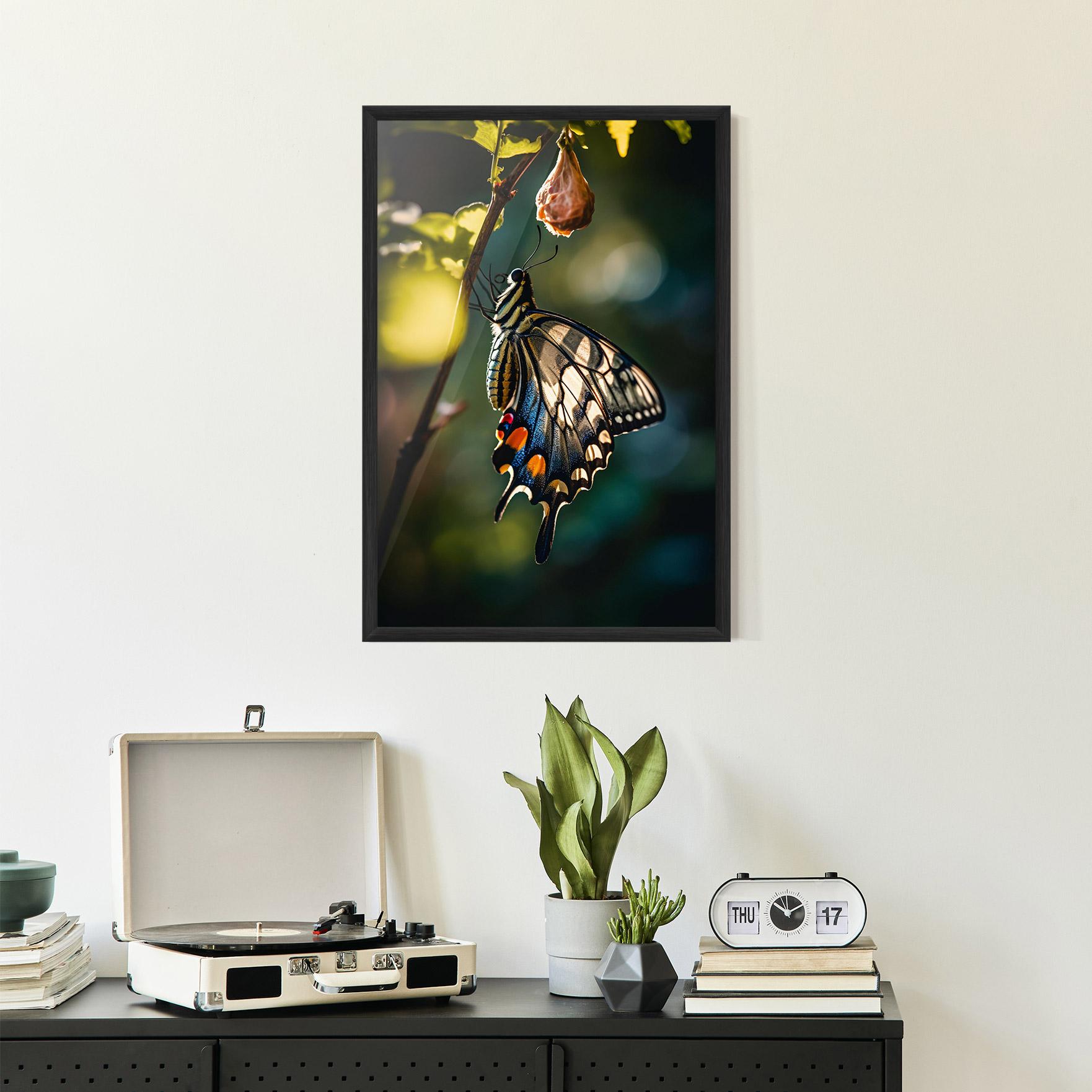 Gerahmte Poster Blue Cream Butterfly mockup 2