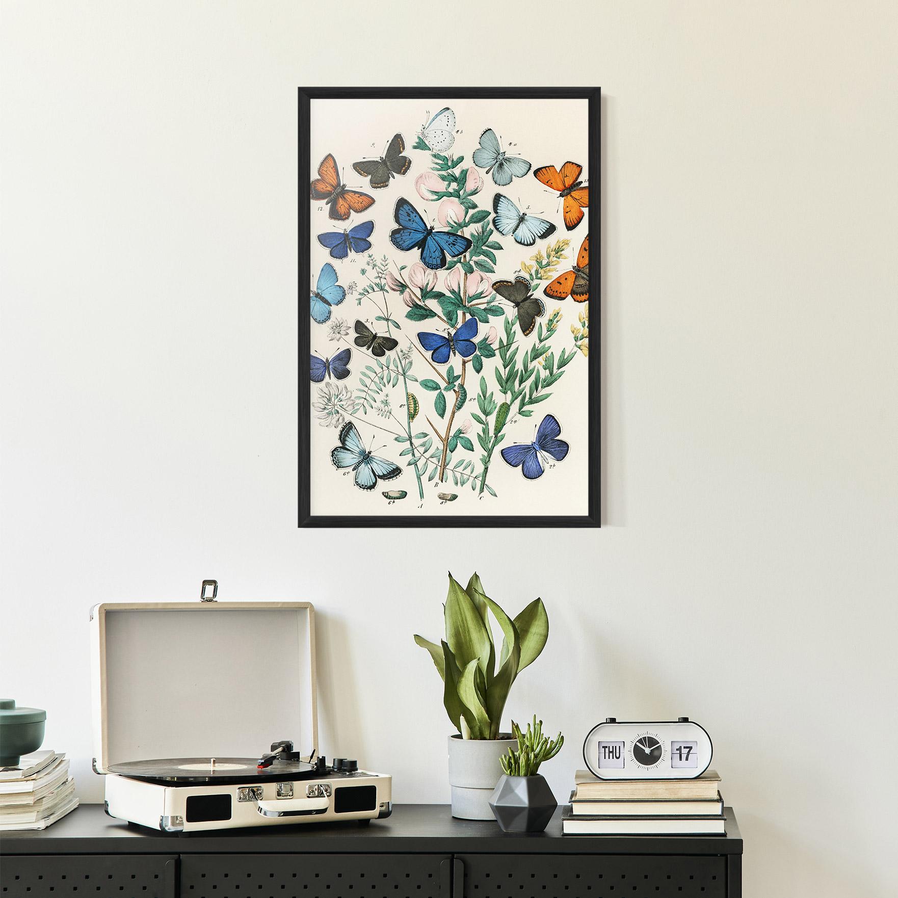 Gerahmte Poster Blue Orange Butterflies mockup 2