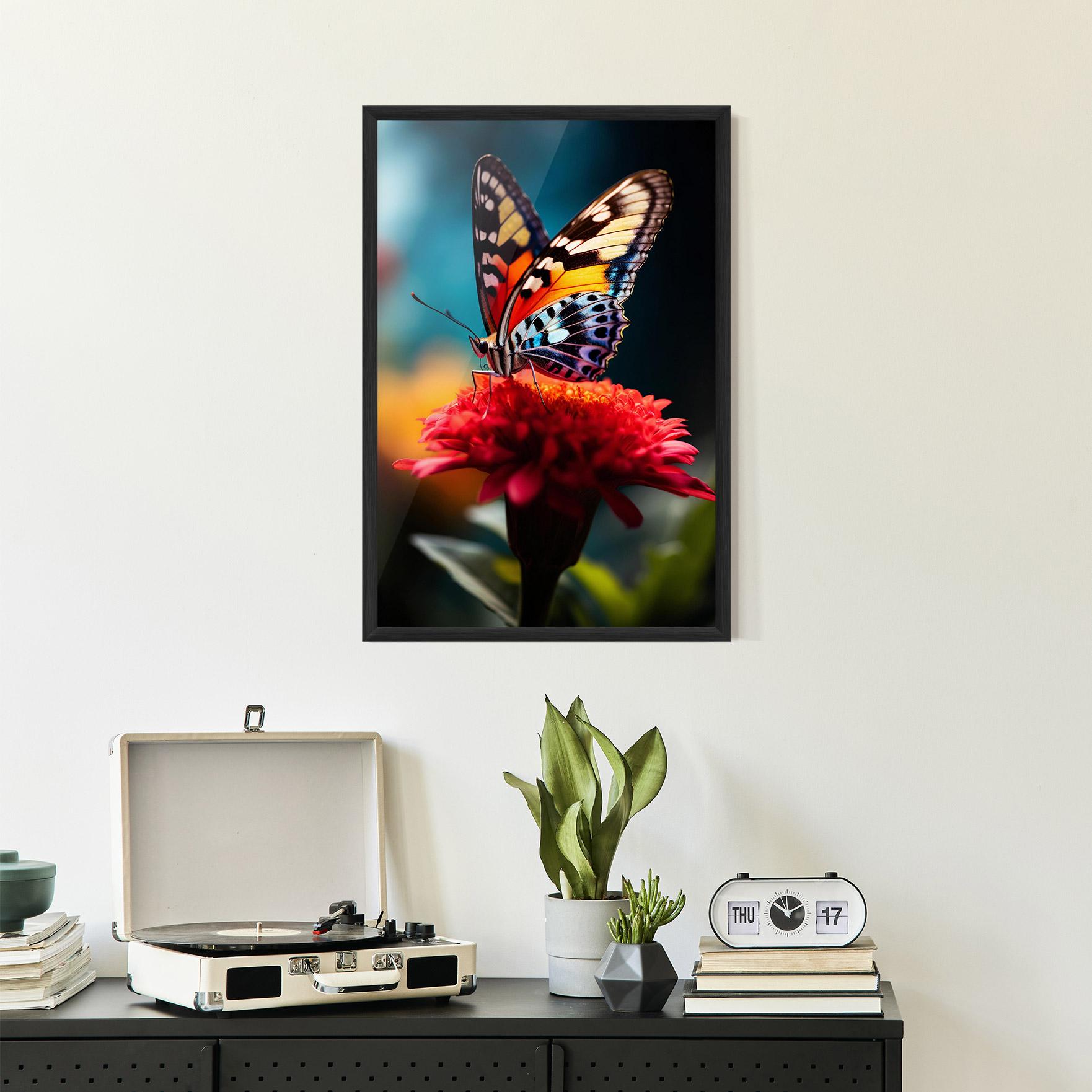 Gerahmte Poster Blue Yellow Butterfly mockup 2