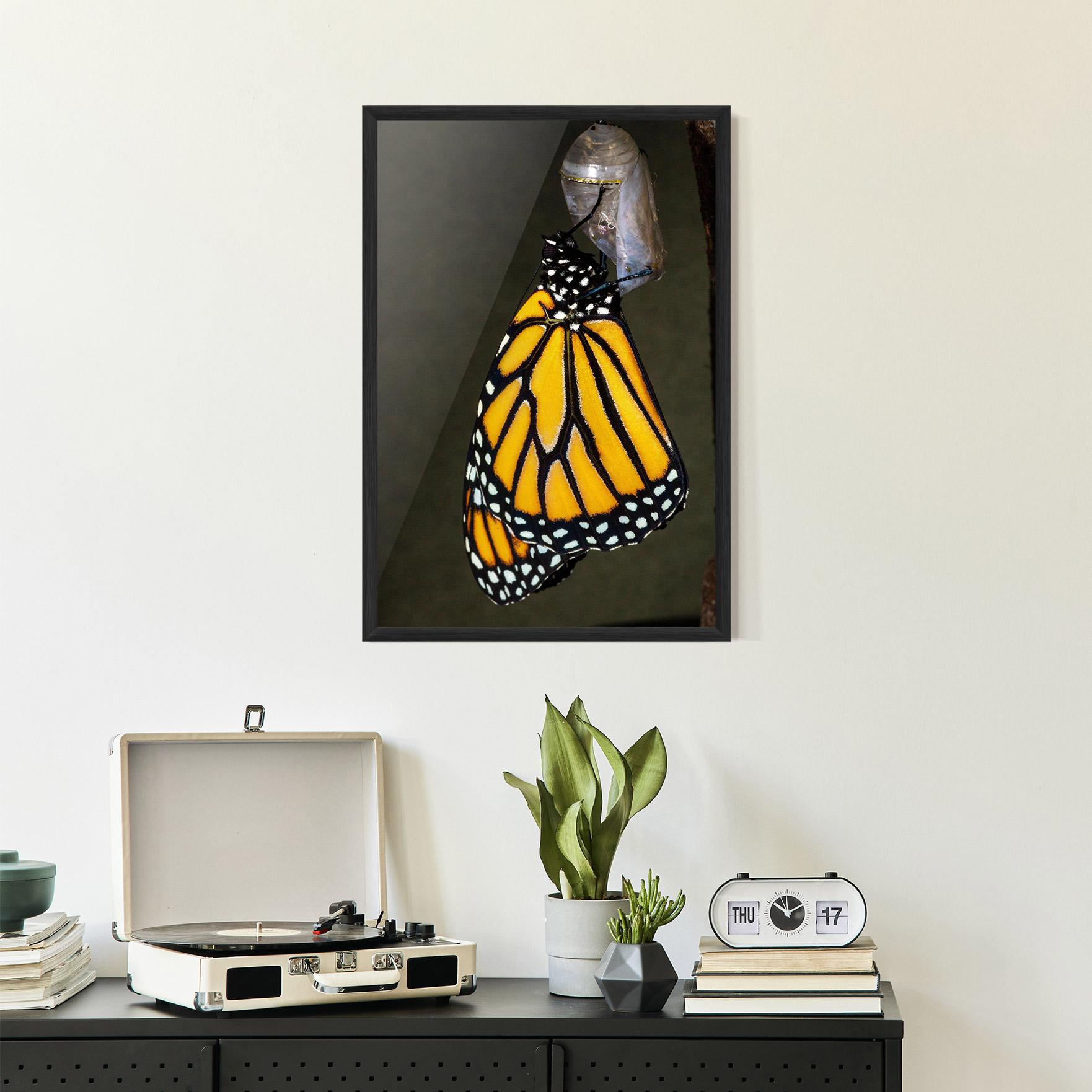 Gerahmte Poster Dark Yellow Butterfly mockup 2