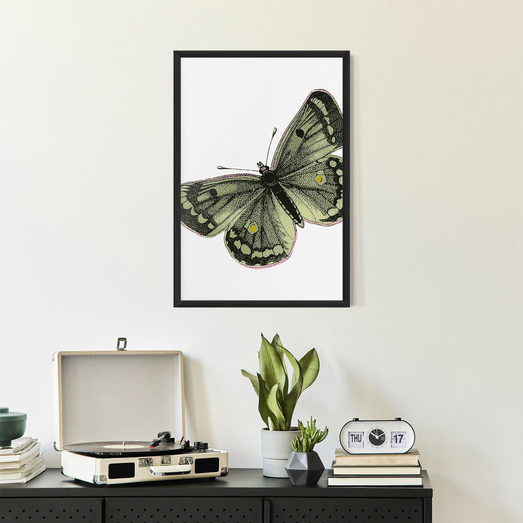 Gerahmte Poster Grey Yellow Butterfly mockup 2