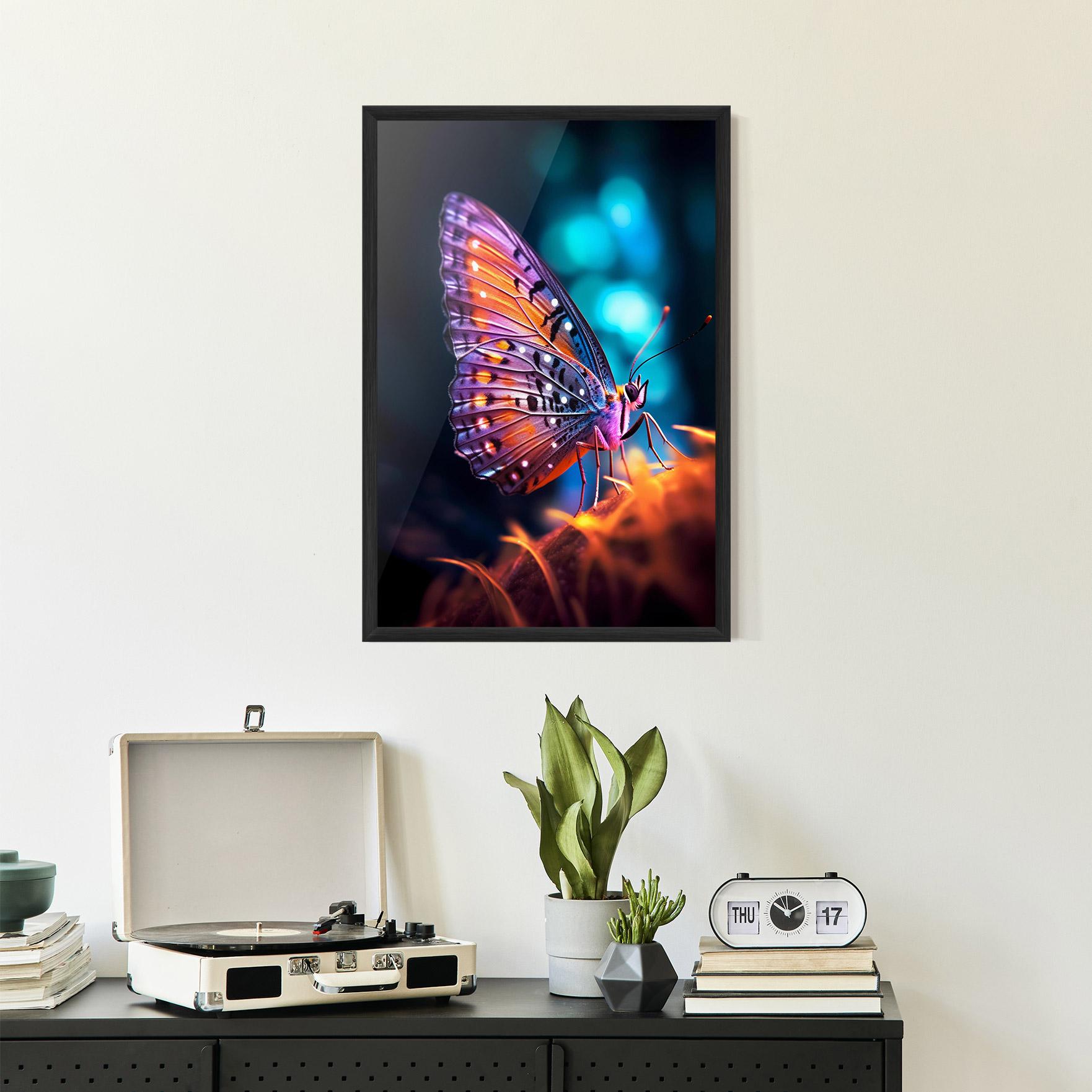 Gerahmte Poster Purple Orange Butterfly mockup 2