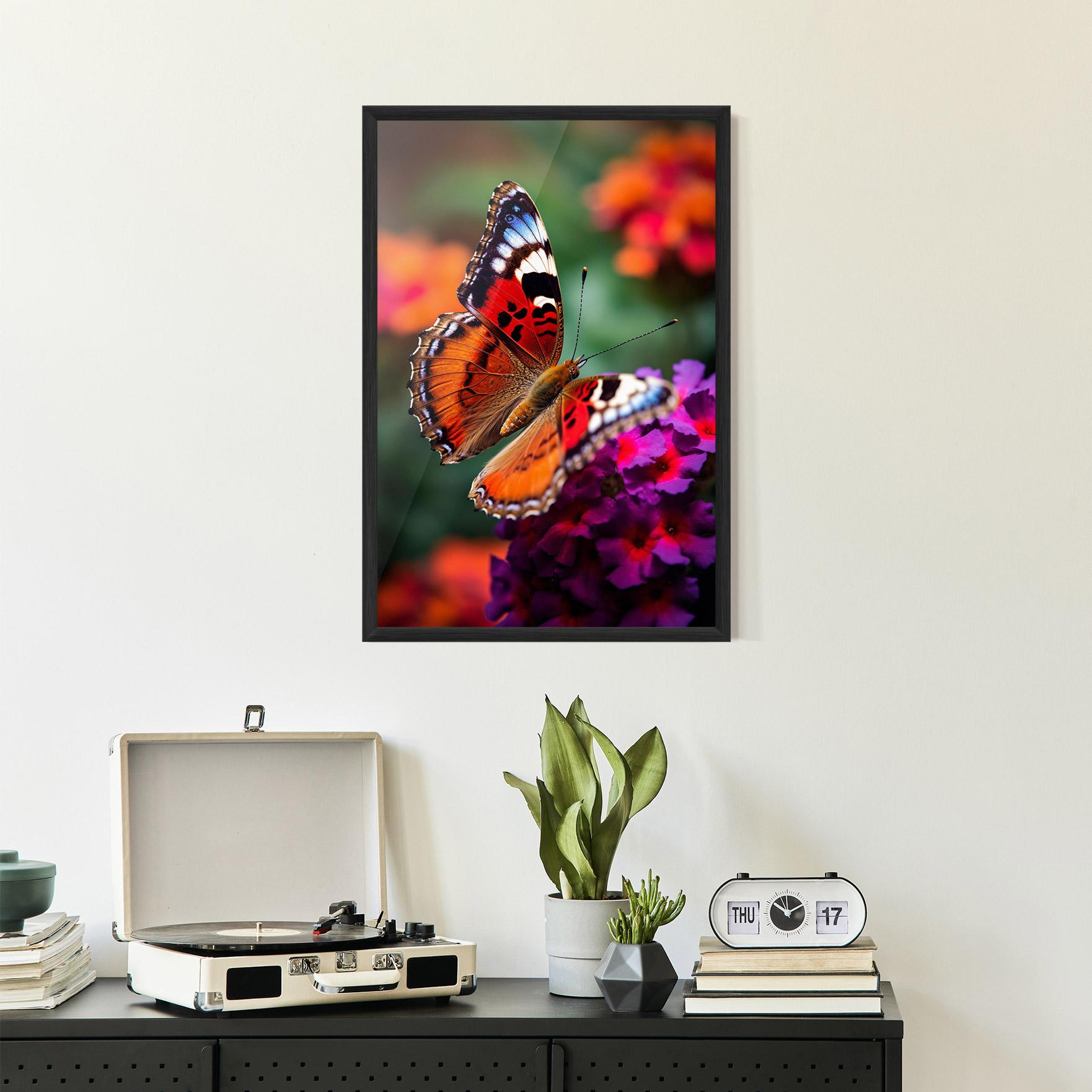 Gerahmte Poster Red Blue Butterfly mockup 2