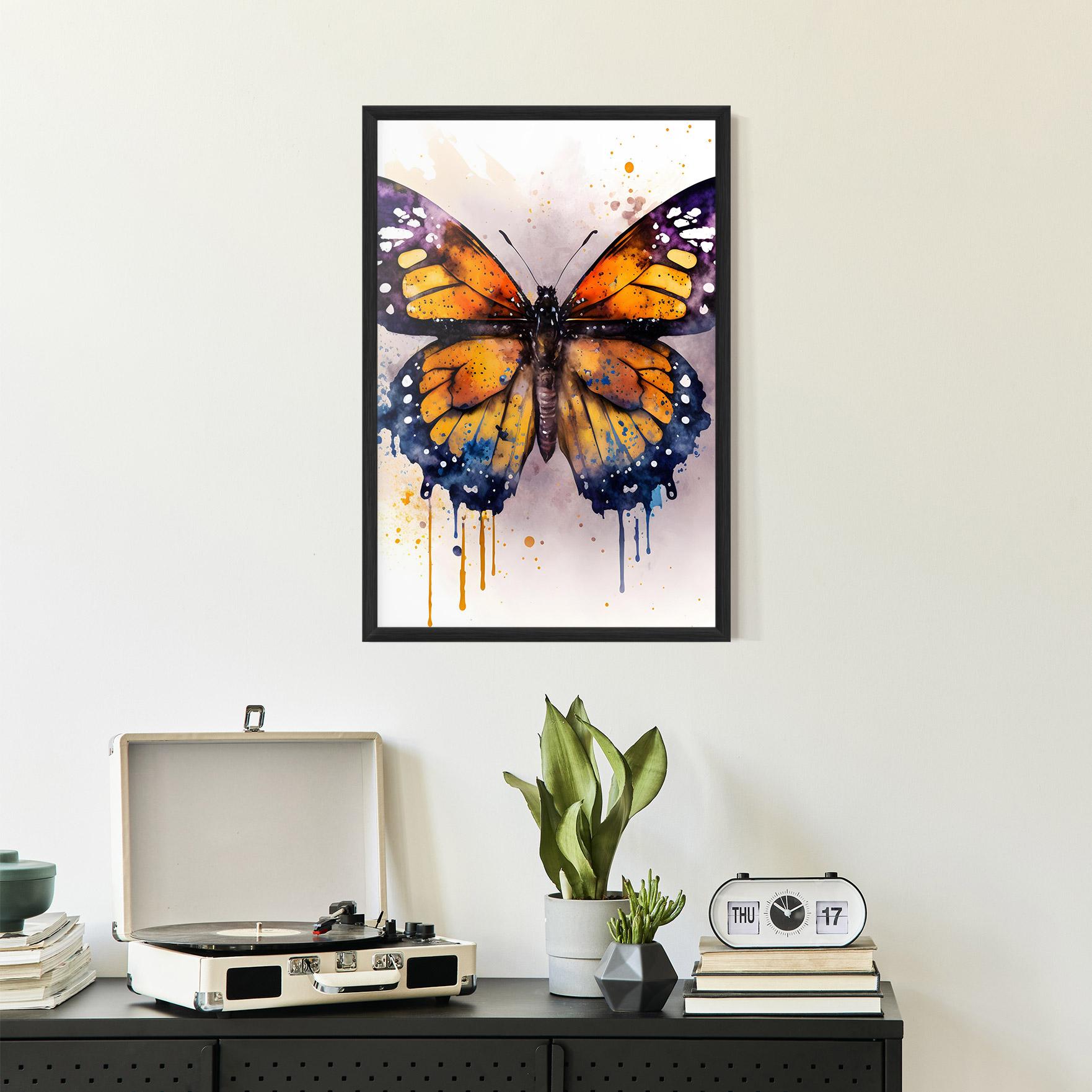 Gerahmte Poster Watercolor Butterfly mockup 2