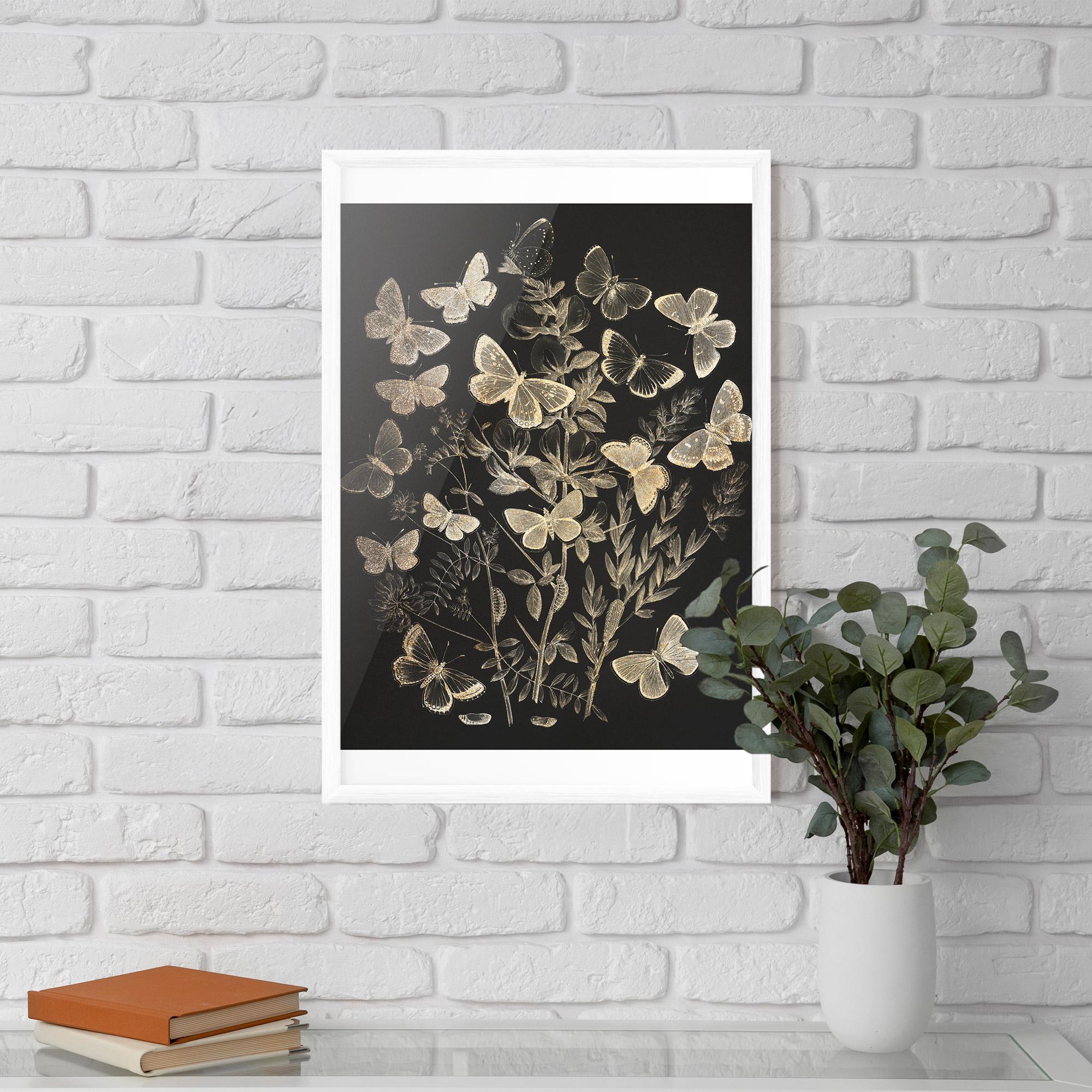 Gerahmte Poster Grey Butterflies mockup 5