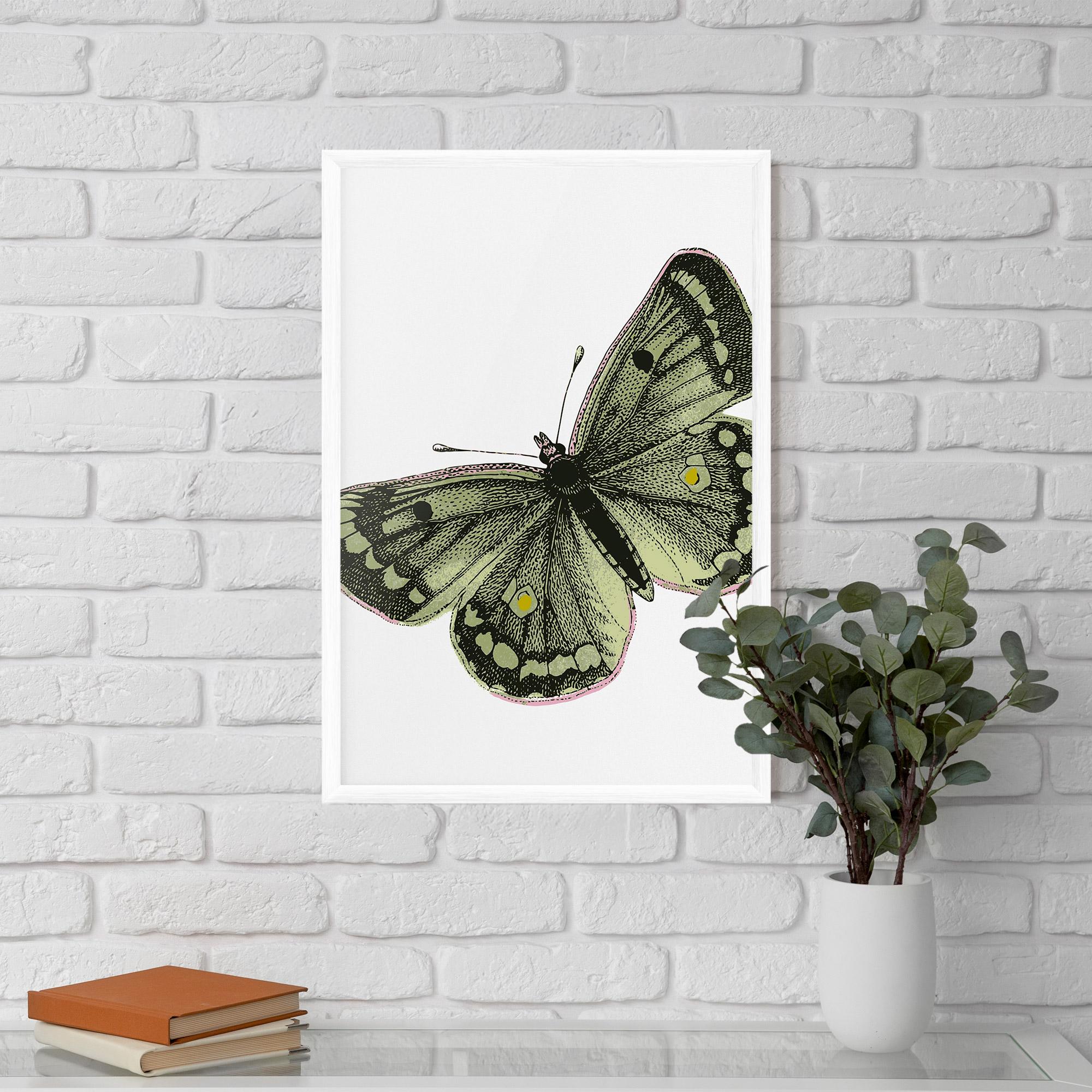 Gerahmte Poster Grey Yellow Butterfly mockup 5