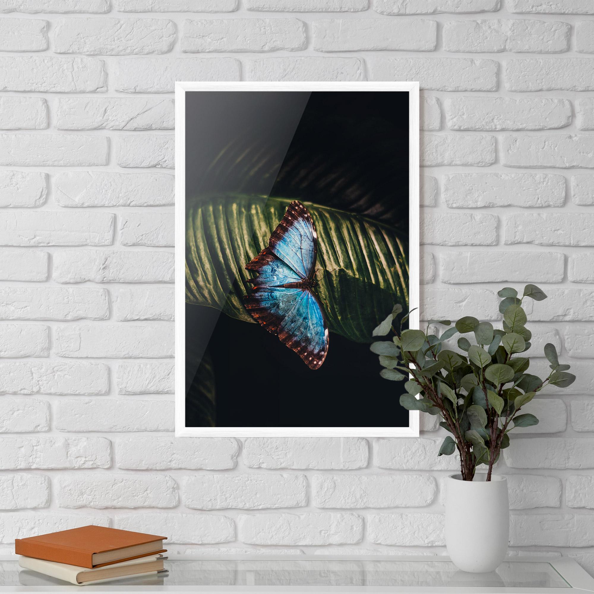 Gerahmte Poster Light Blue Butterfly mockup 5