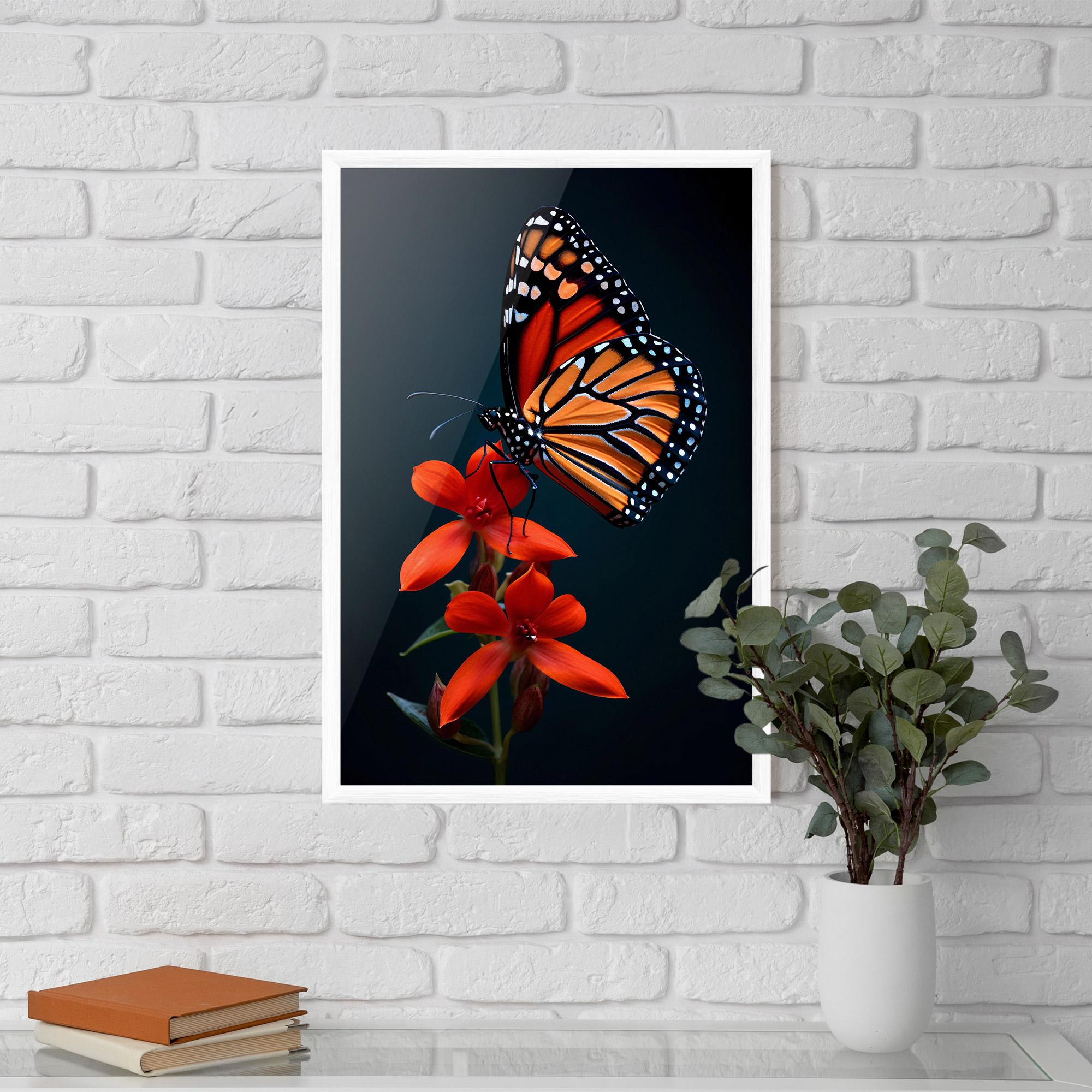 Gerahmte Poster Red Flower Butterfly mockup 5
