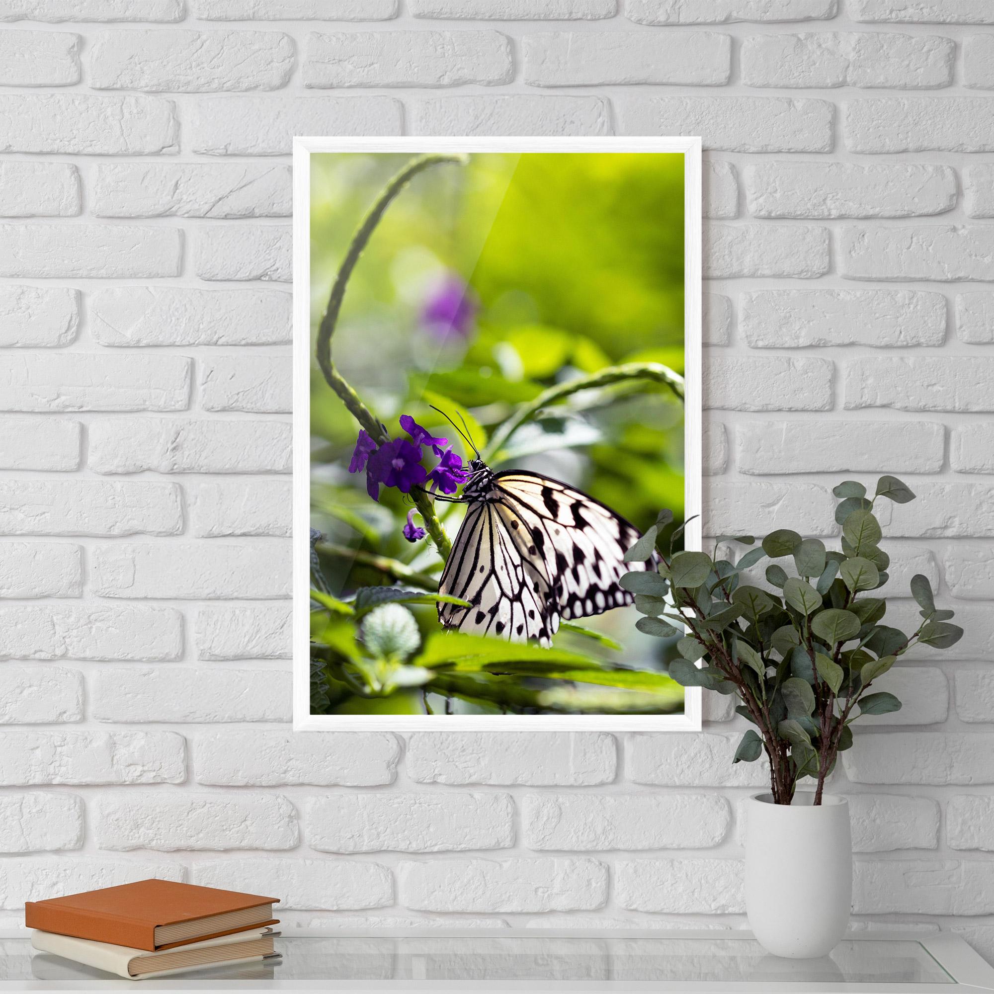 Gerahmte Poster White Black Butterfly mockup 5