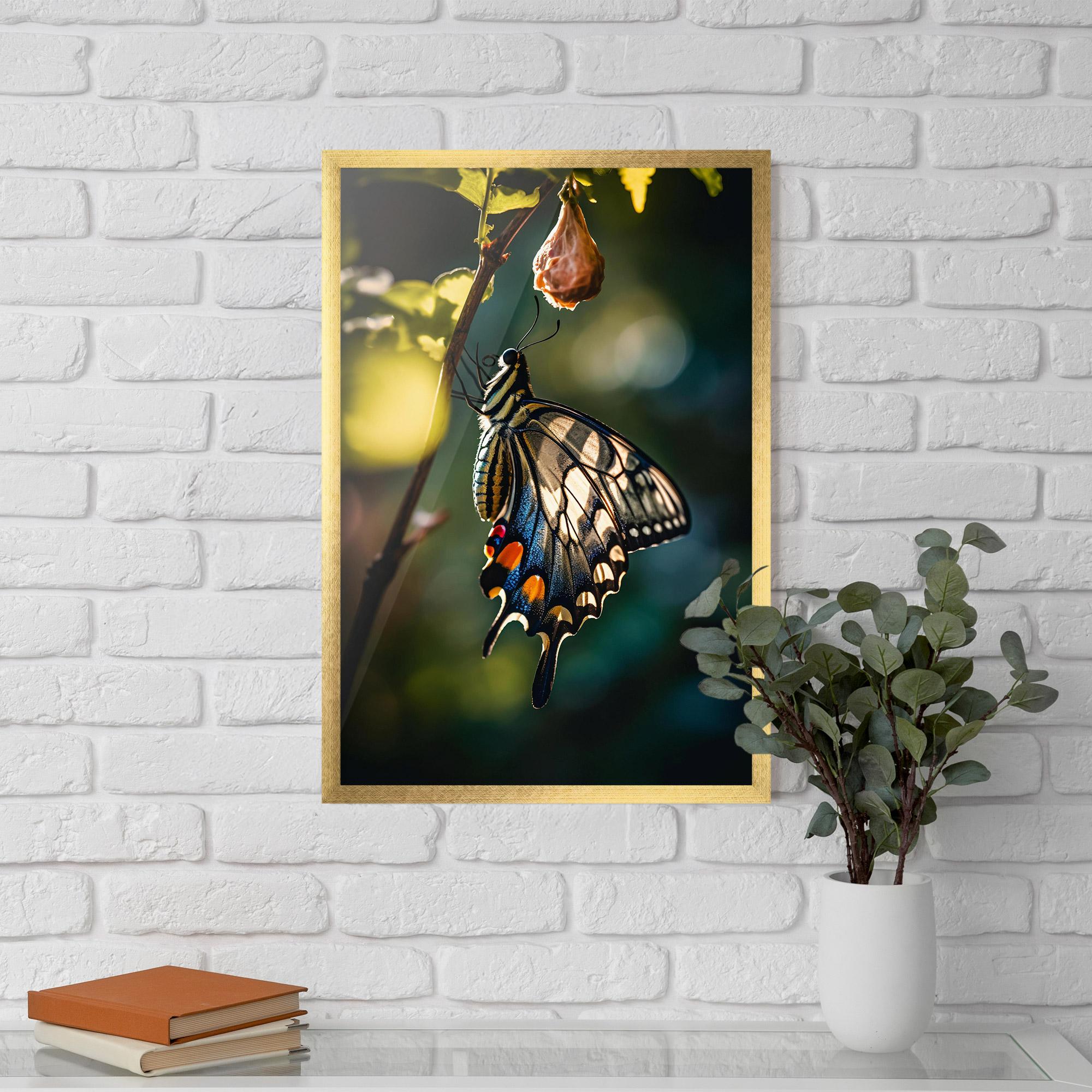 Gerahmte Poster Blue Cream Butterfly mockup 5