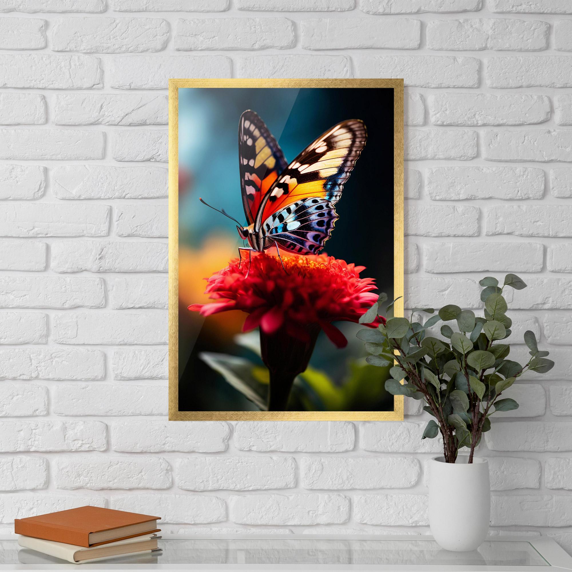 Gerahmte Poster Blue Yellow Butterfly mockup 5