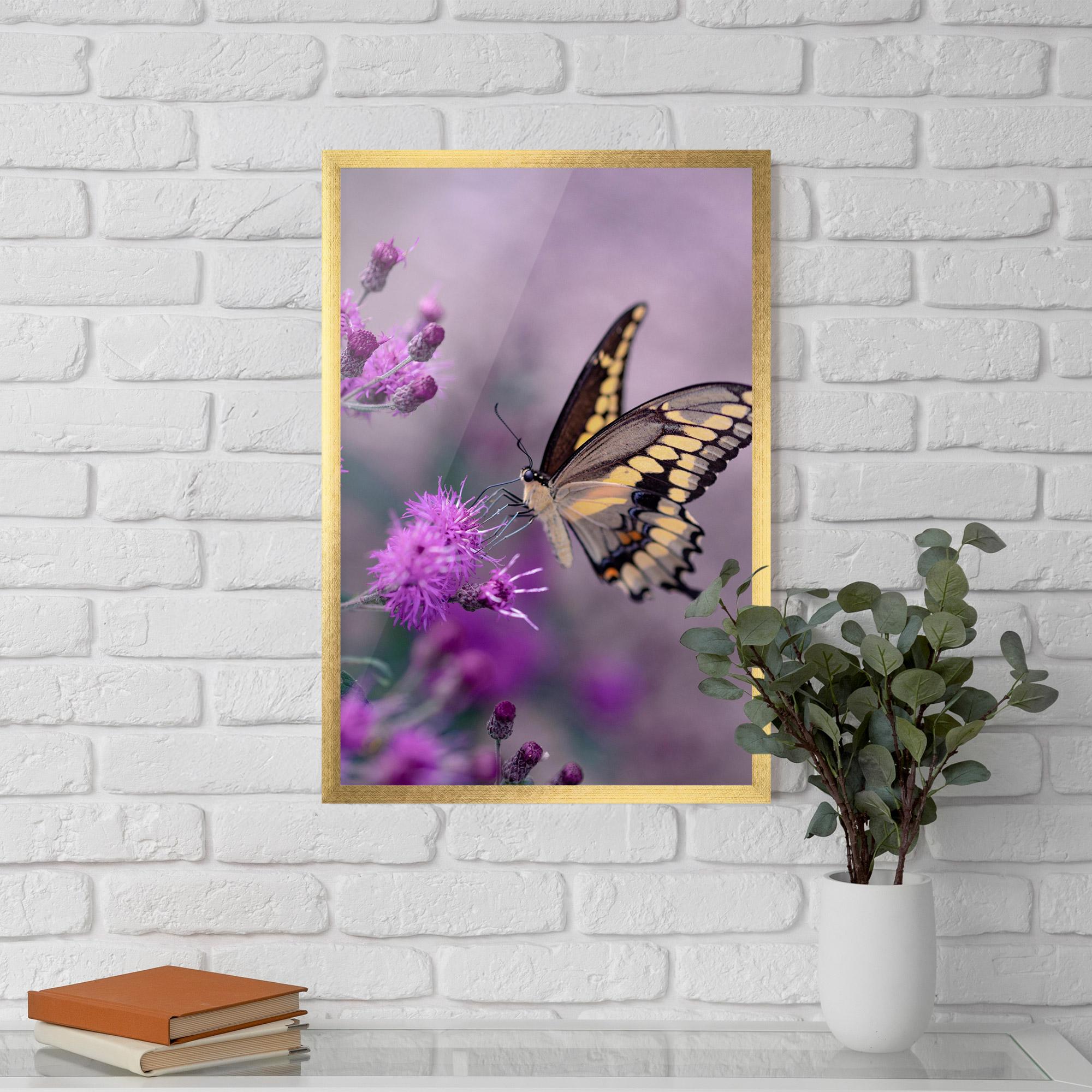 Gerahmte Poster Cream Black Butterfly mockup 5