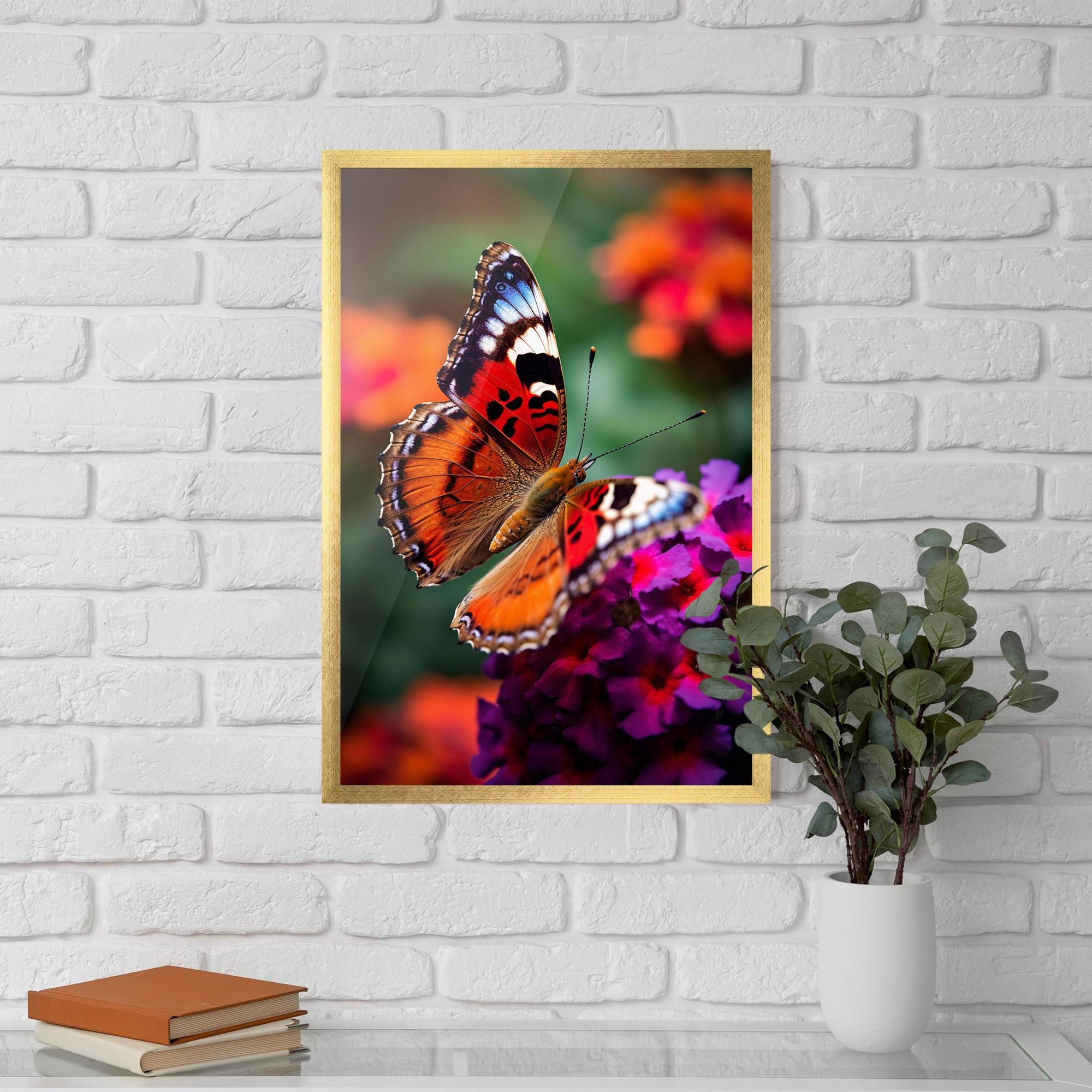 Gerahmte Poster Red Blue Butterfly mockup 5