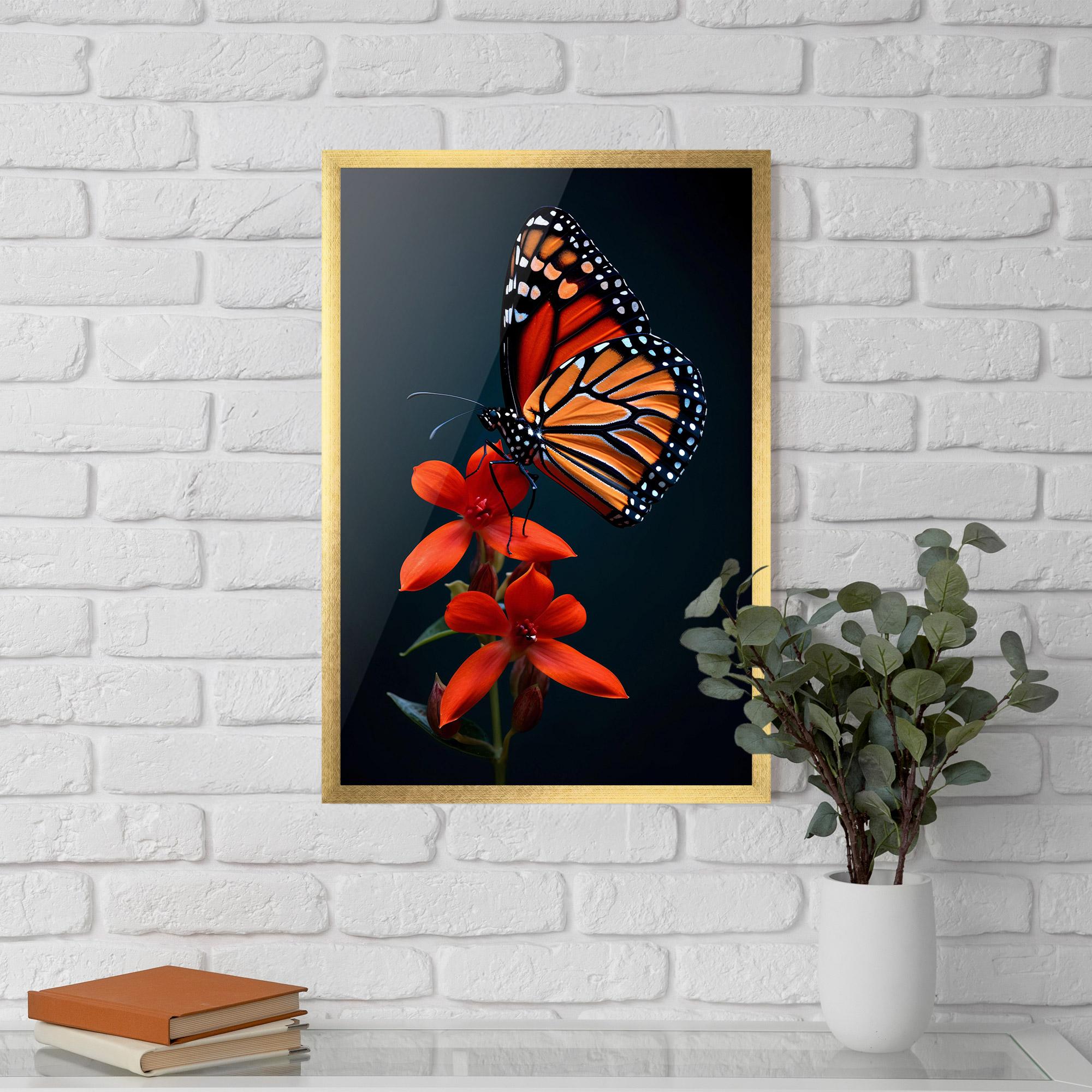 Gerahmte Poster Red Flower Butterfly mockup 5