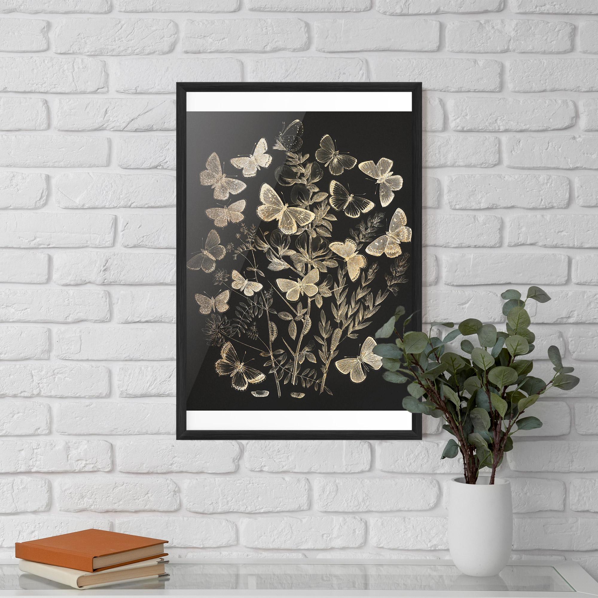 Gerahmte Poster Grey Butterflies mockup 5