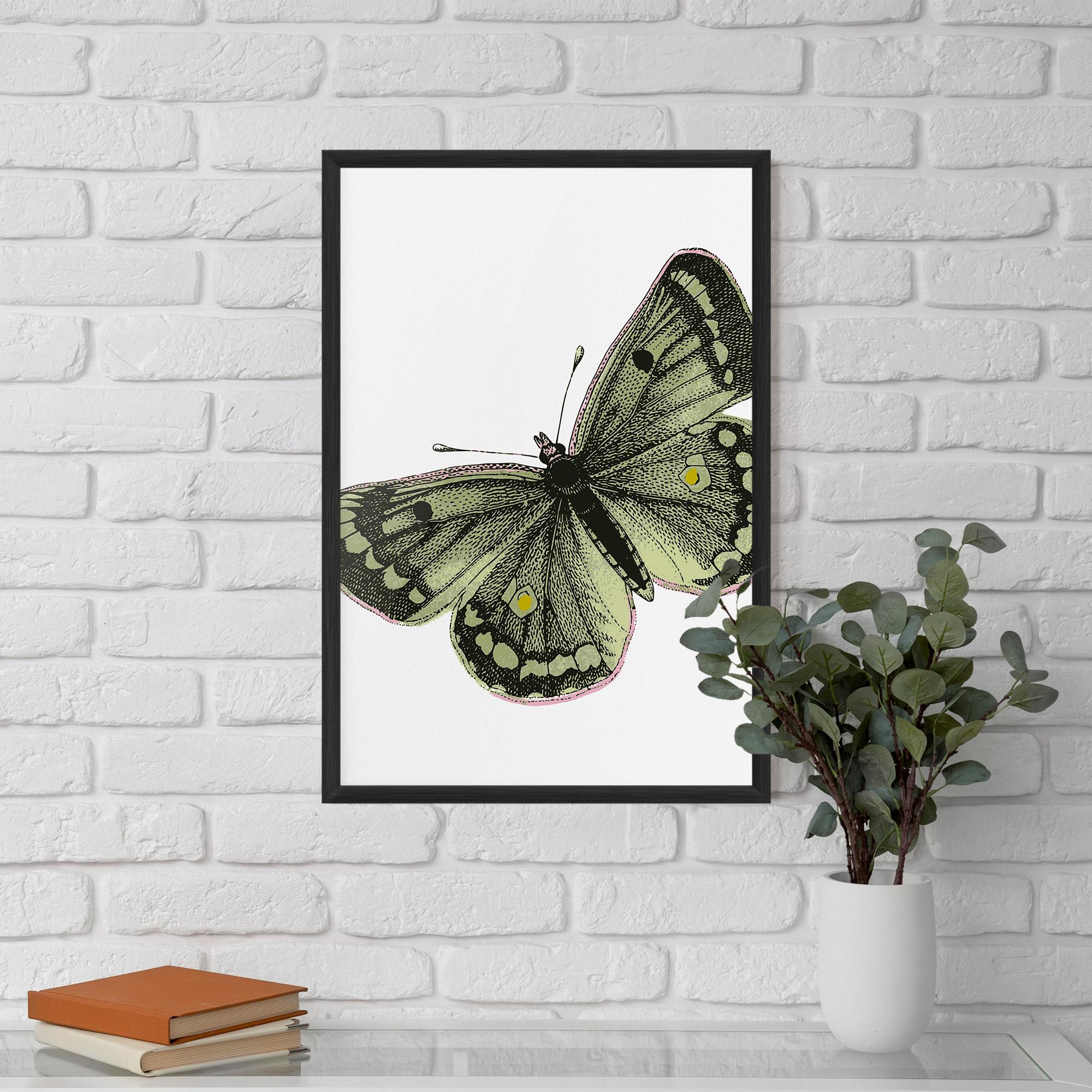 Gerahmte Poster Grey Yellow Butterfly mockup 5