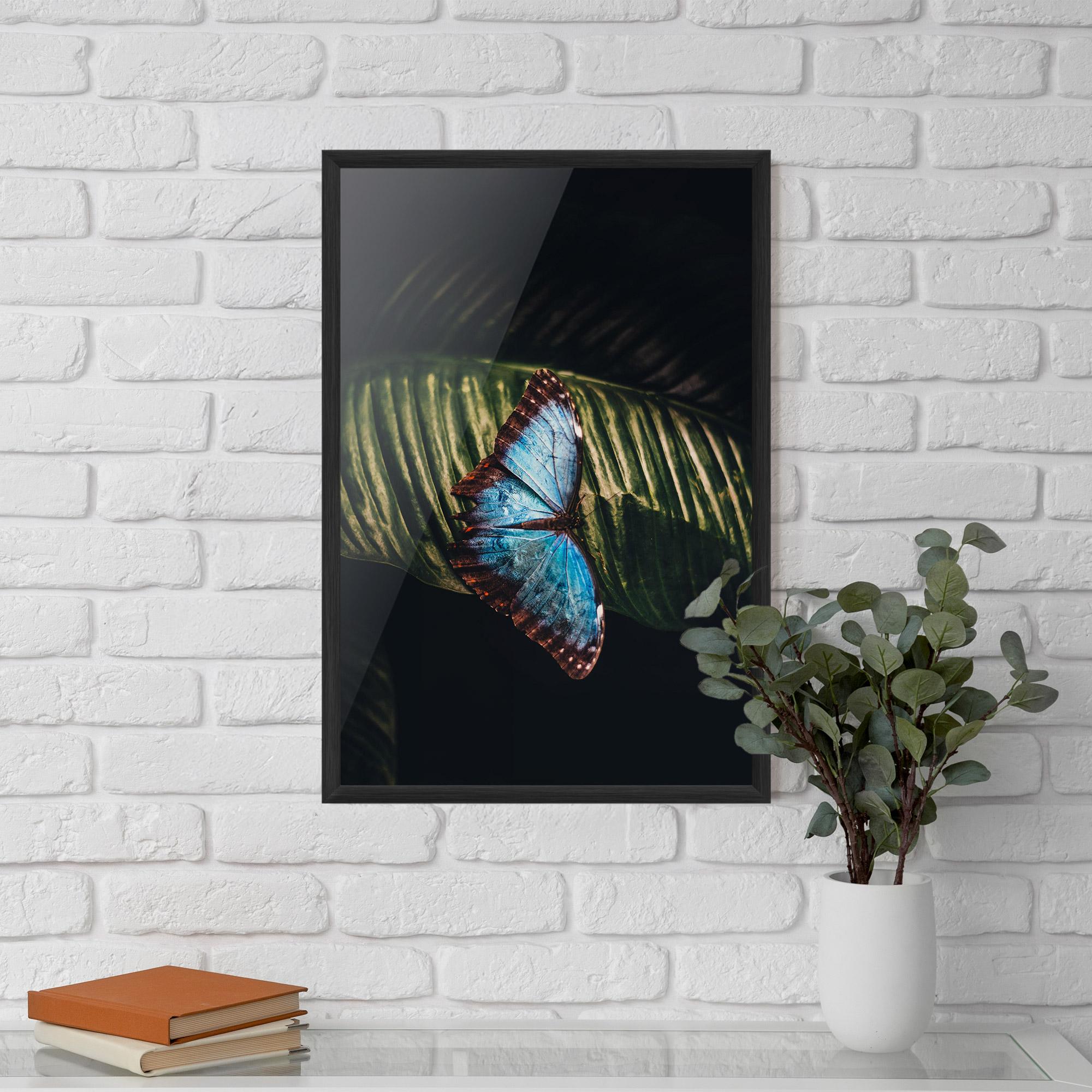 Gerahmte Poster Light Blue Butterfly mockup 5