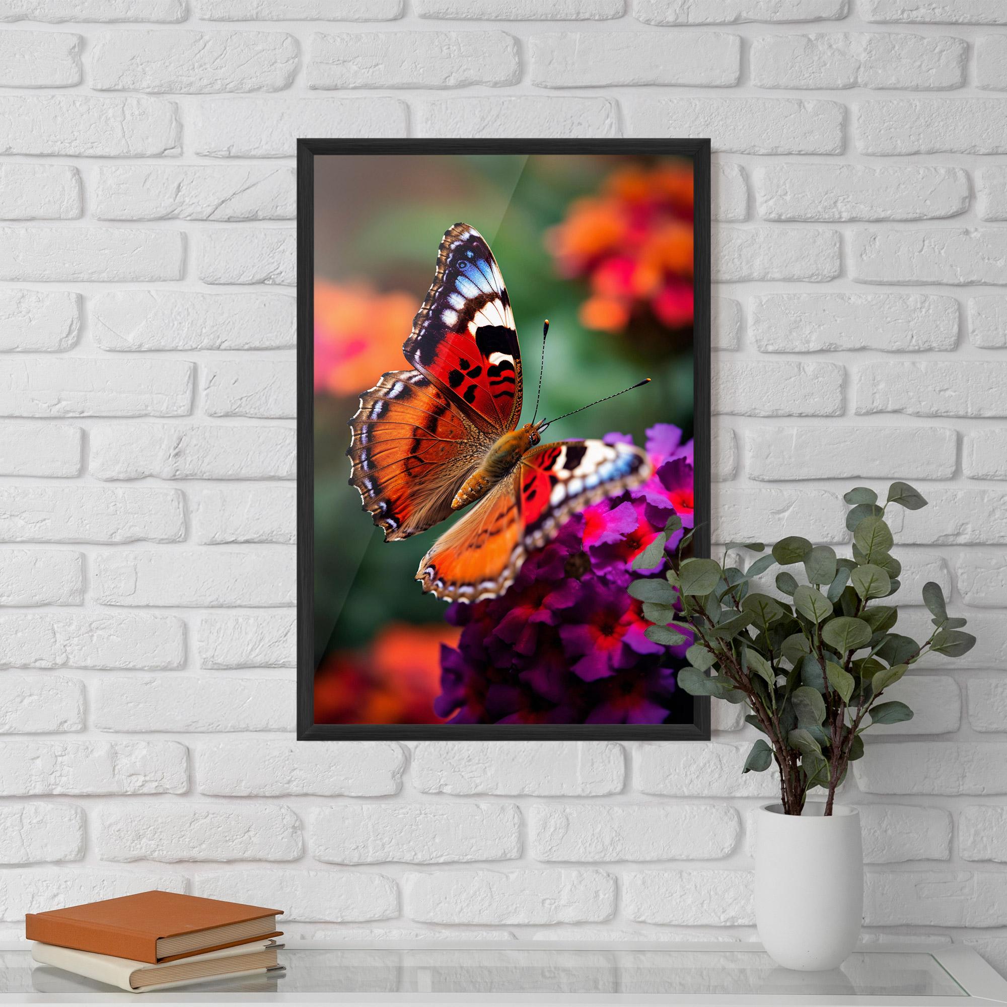 Gerahmte Poster Red Blue Butterfly mockup 5