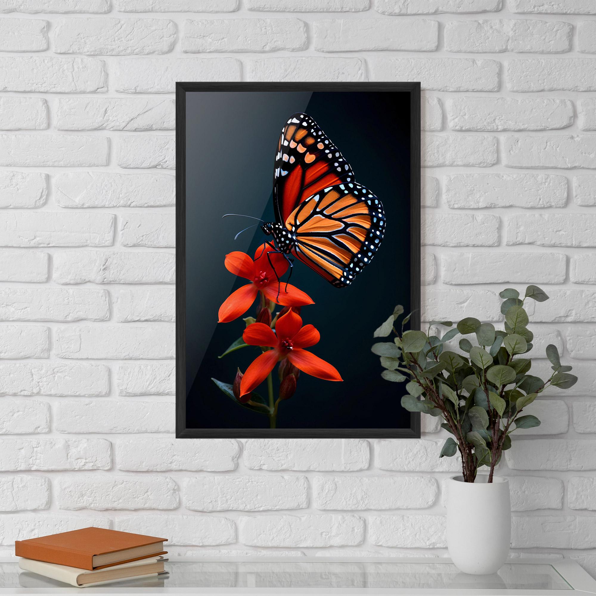Gerahmte Poster Red Flower Butterfly mockup 5