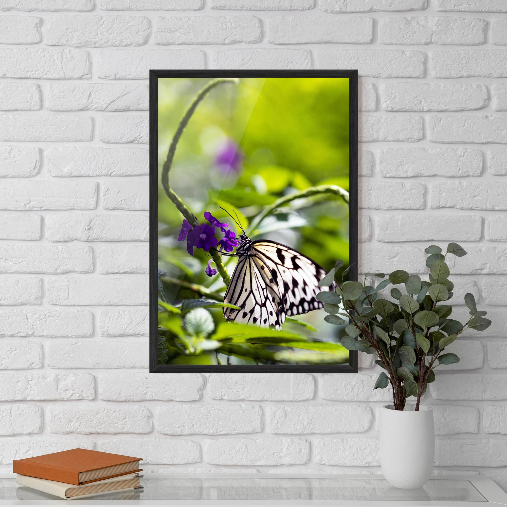 Gerahmte Poster White Black Butterfly mockup 5