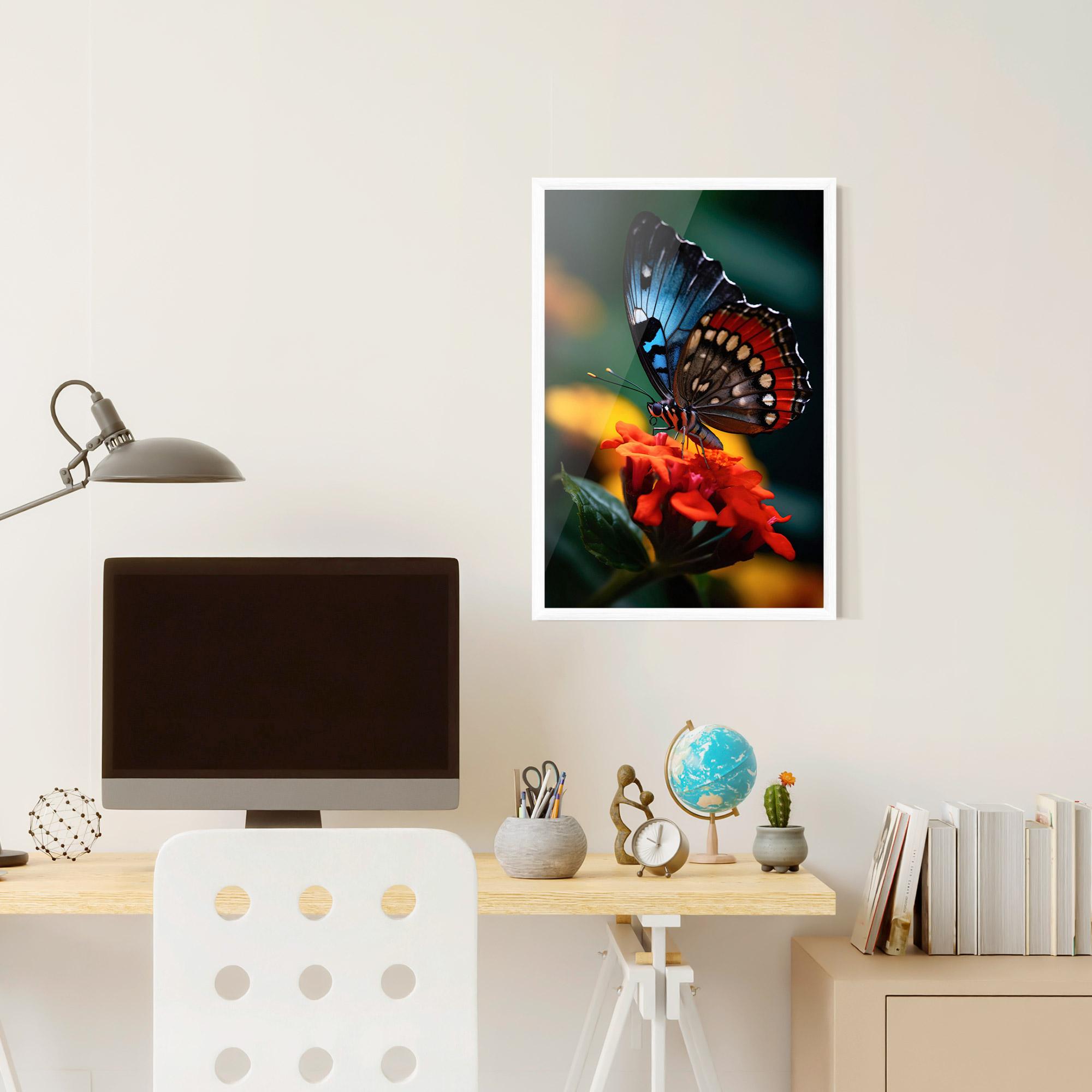 Gerahmte Poster Blue Red Butterfly mockup 6