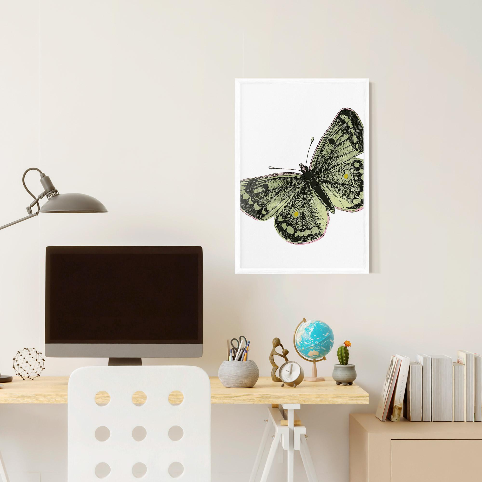 Gerahmte Poster Grey Yellow Butterfly mockup 6